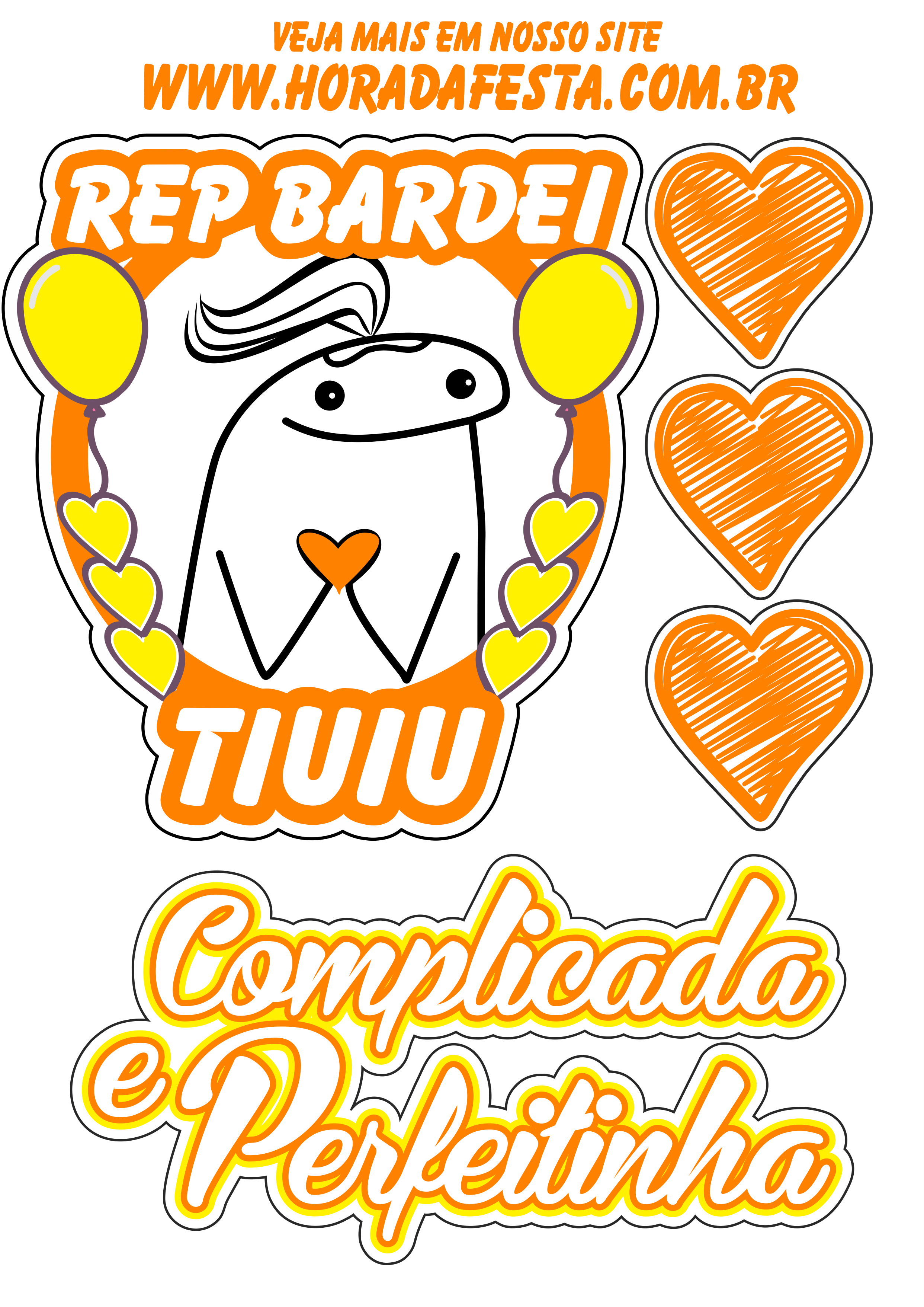 Topo de bolo Meme Bento Flork - Fazendo a Nossa Festa