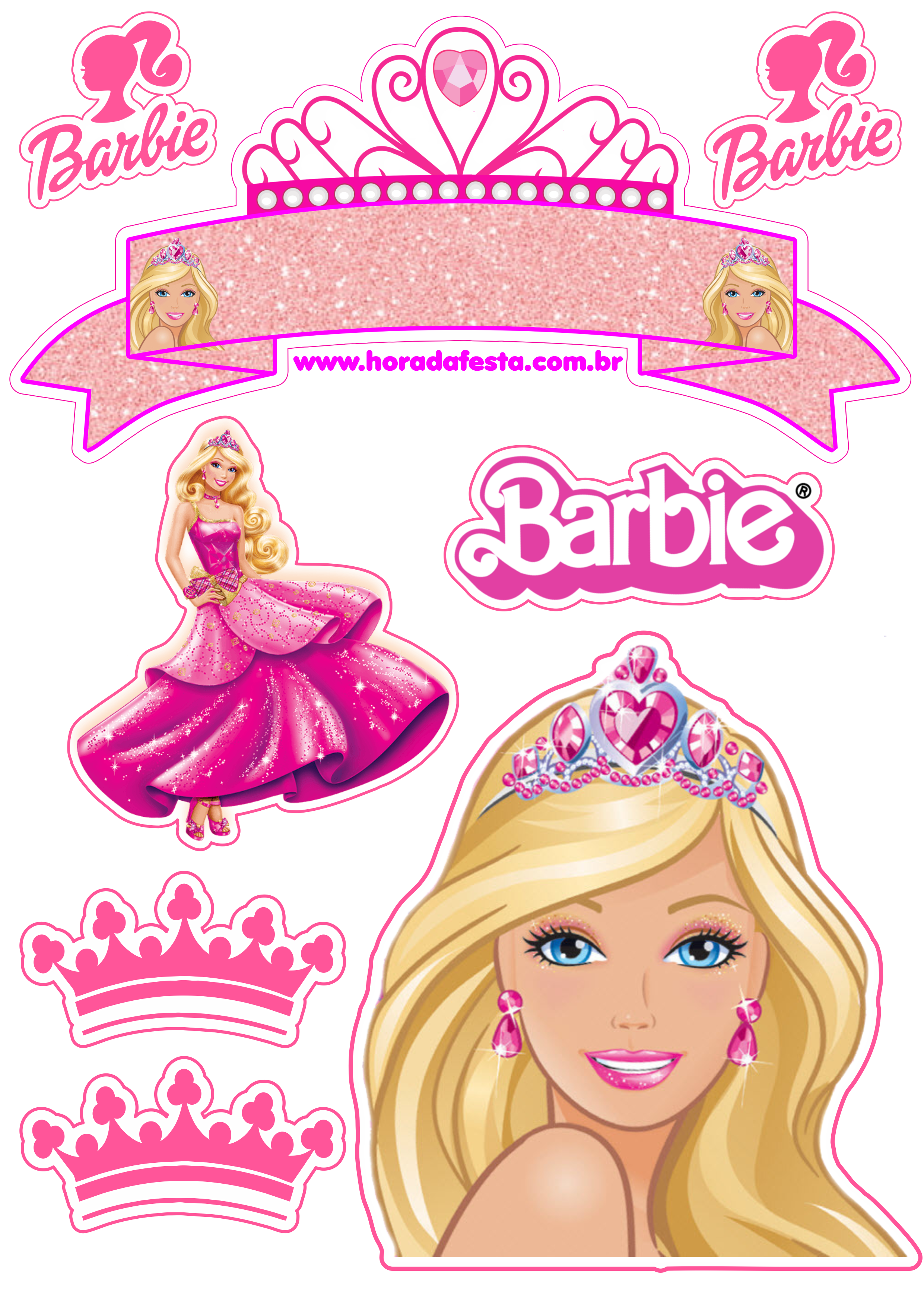 Barbie sereia topo de bolo grátis decoração de festa infantil rosa  brinquedo artes gráficas png