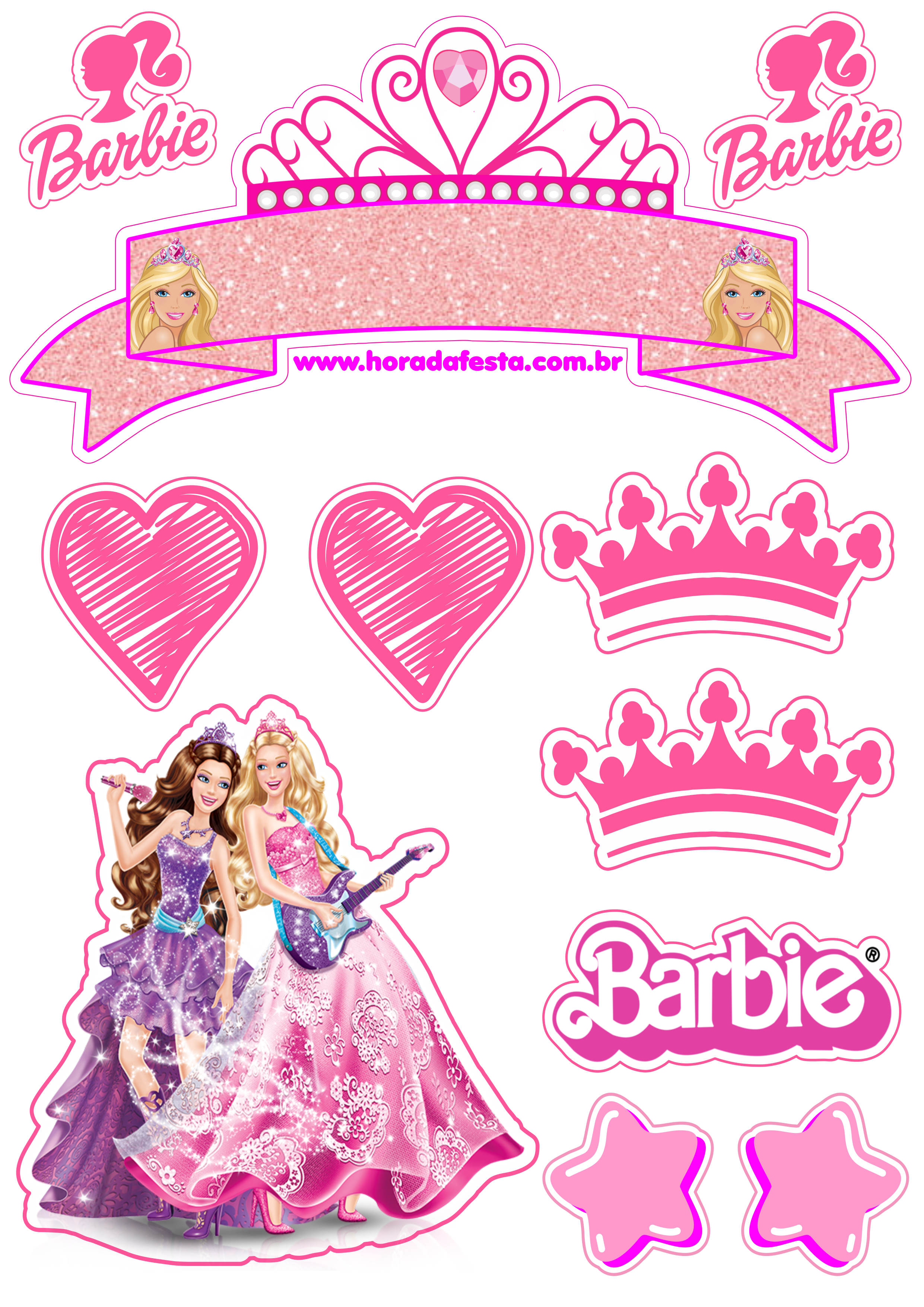 Barbie princesa topo de bolo grátis decoração de festa infantil