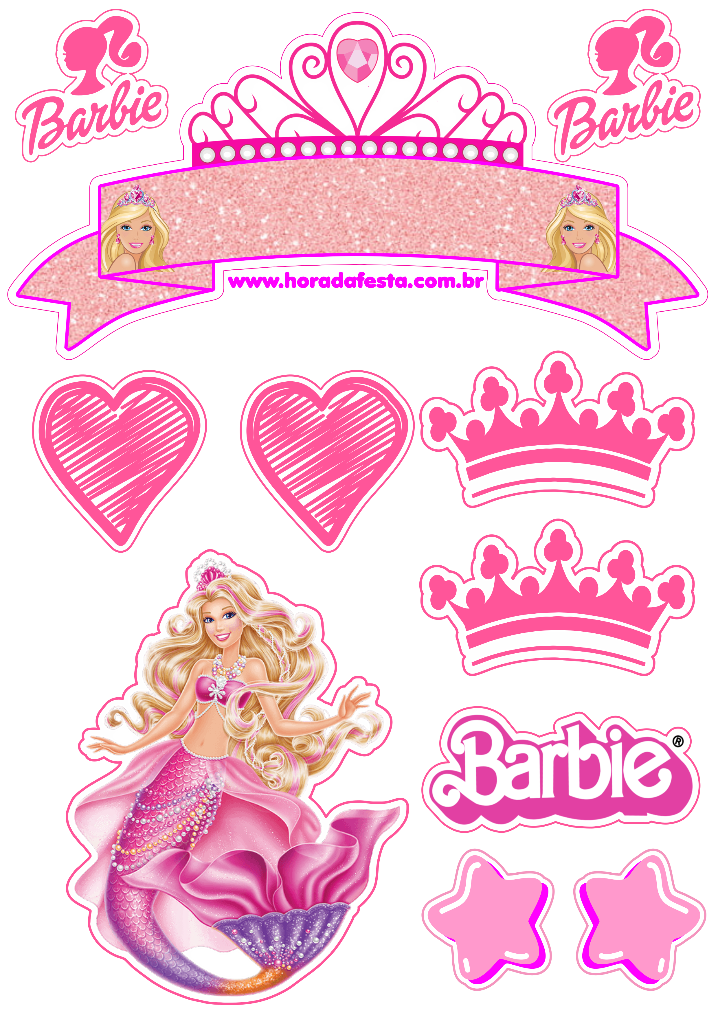 Topo de Bolo Barbie. Toppers para seu bolo lindo. Papelaria Personalizada