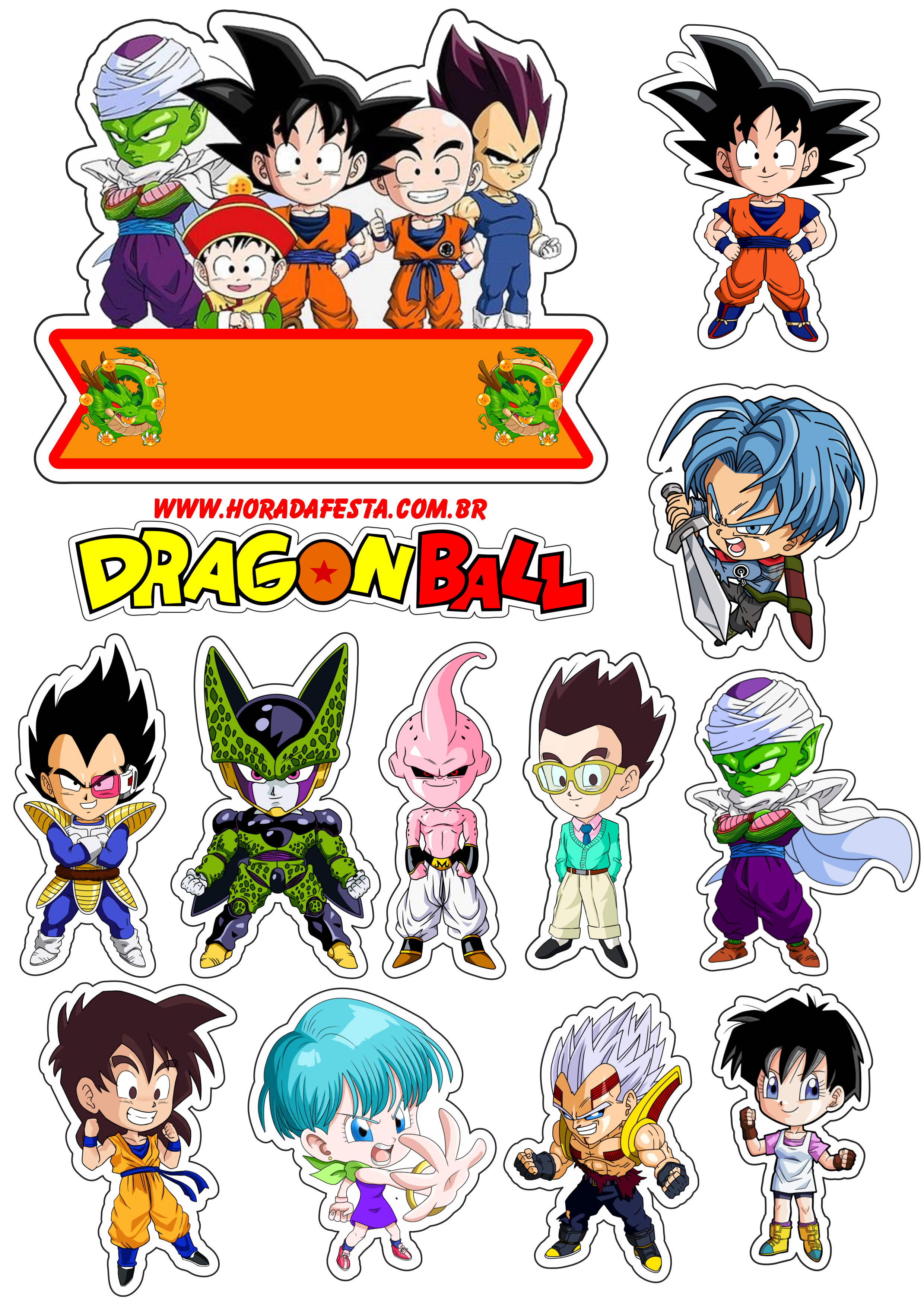 Kit Festa Dragon Ball Z para imprimir 8  Decoração de festa dragon ball z,  Adesivos para tubetes, Tag para imprimir