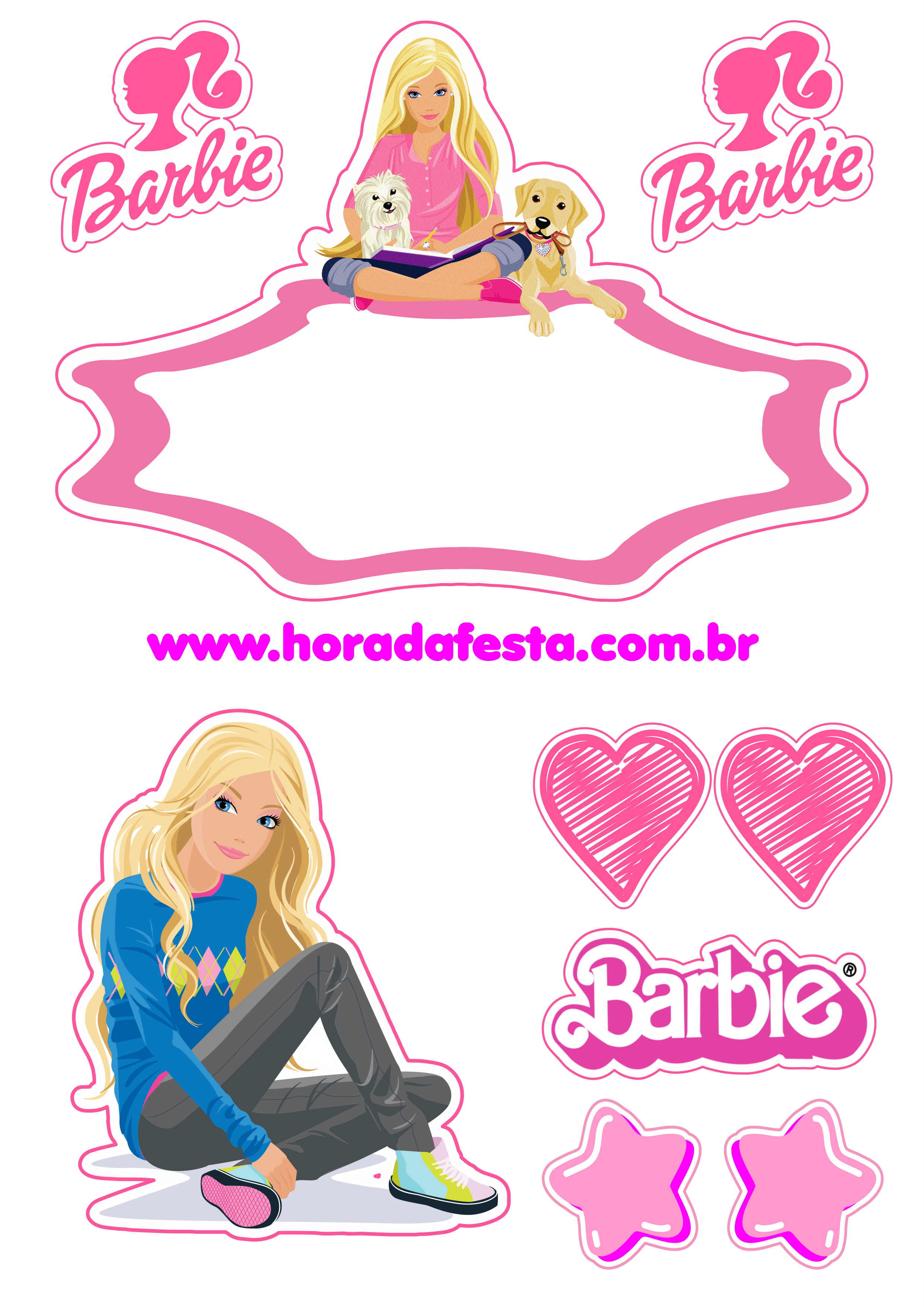 Barbie princesa topo de bolo grátis decoração de festa infantil rosa mimos  de papelaria criativa png