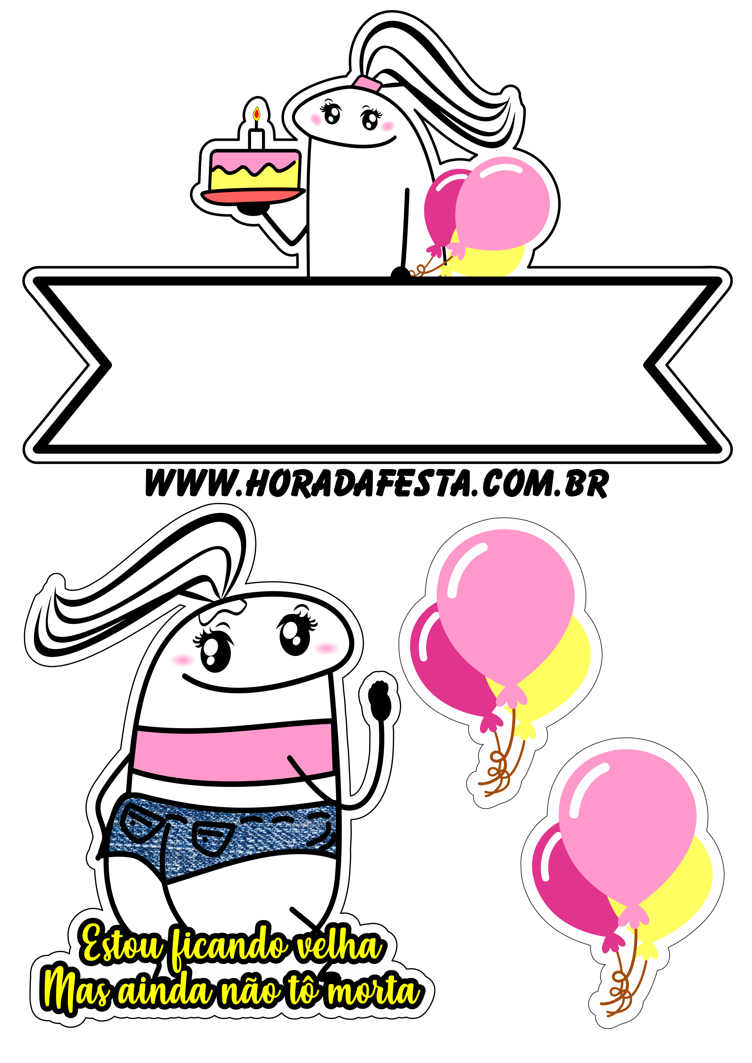 Topo de bolo flork meme para editar e imprimir grátis - Festa Free