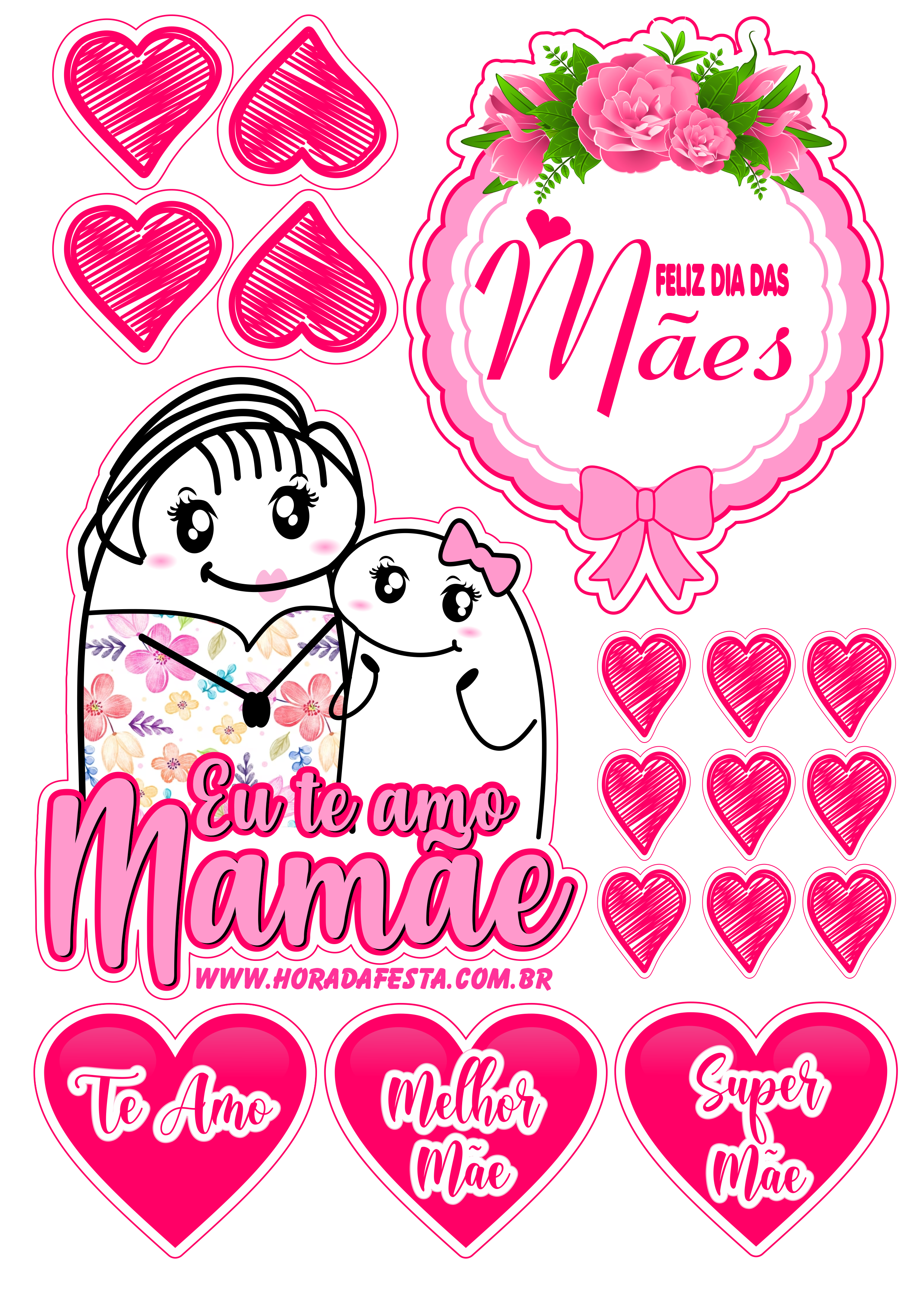 Feliz dia das mães flork of cows figurinhas fofinhas png