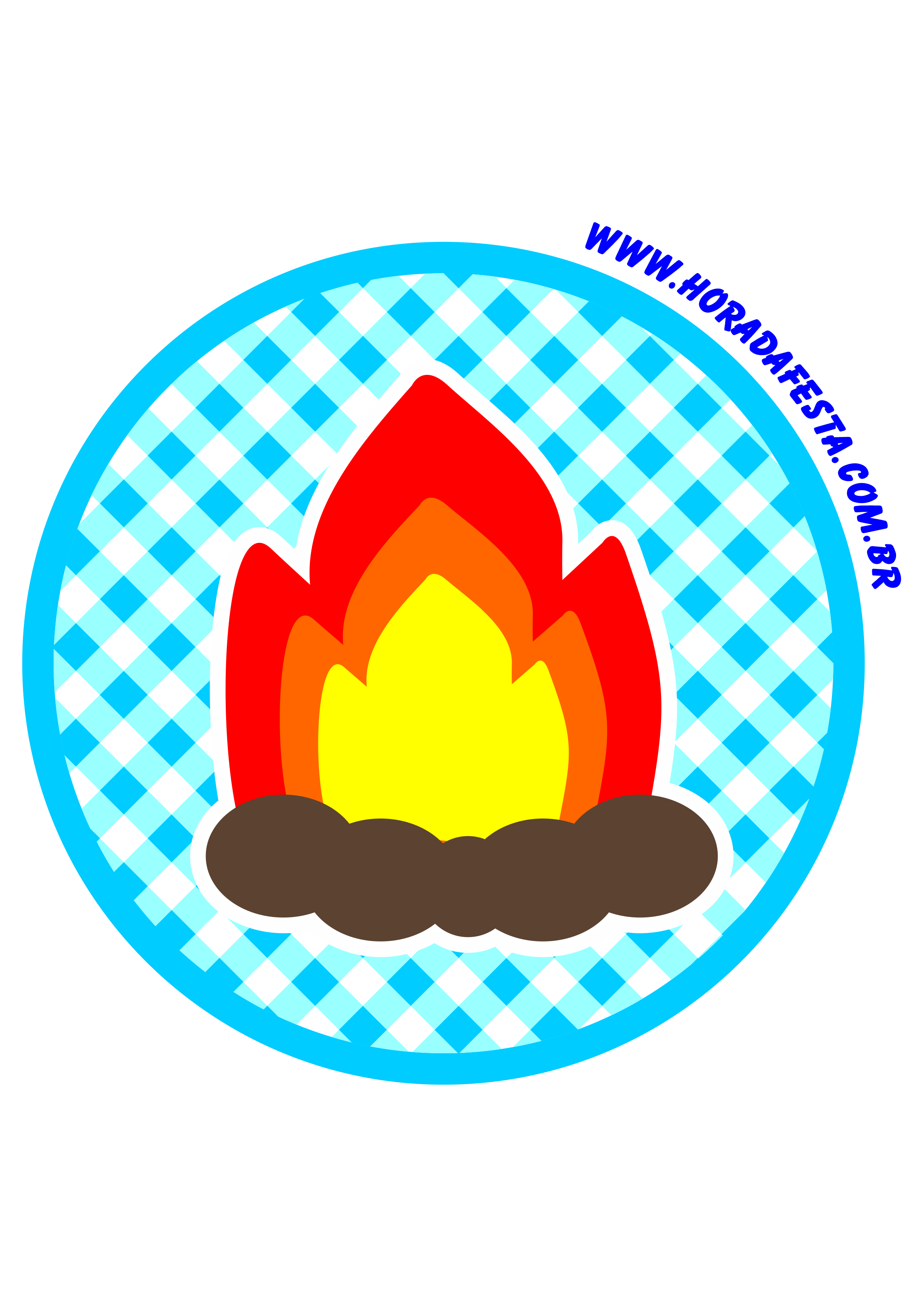 Festa junina logo painel redondo tag sticker adesivo azul fogueira de são joão png