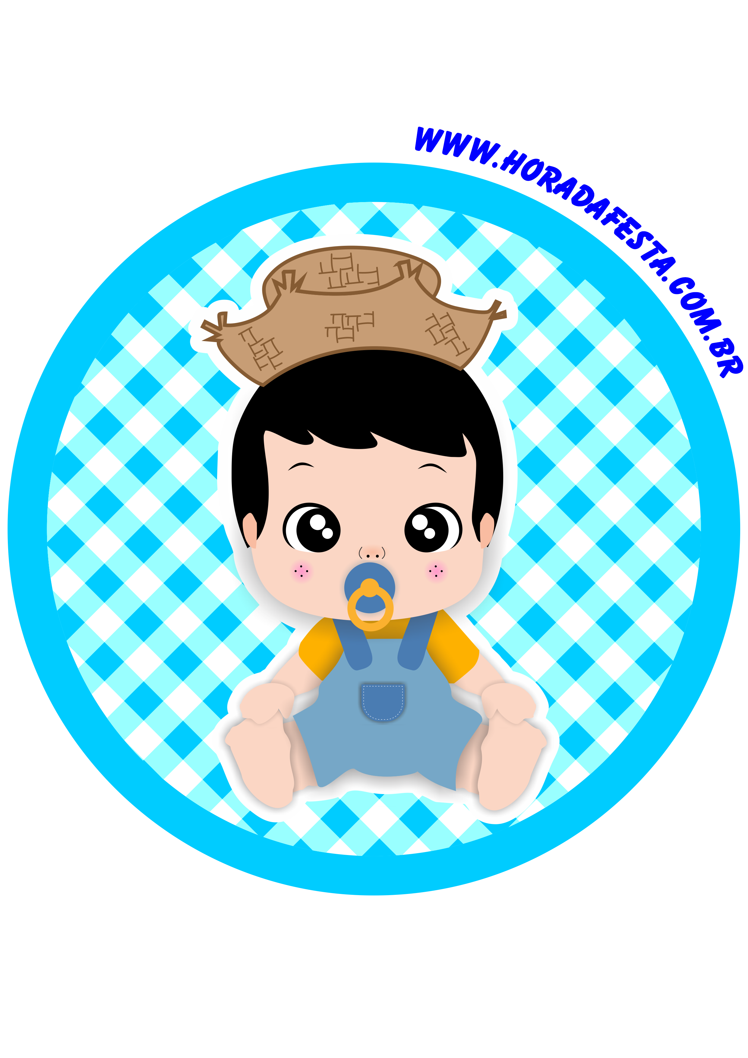 Bebê festa junina logo adesivo redondo tag sticker azul são joão png