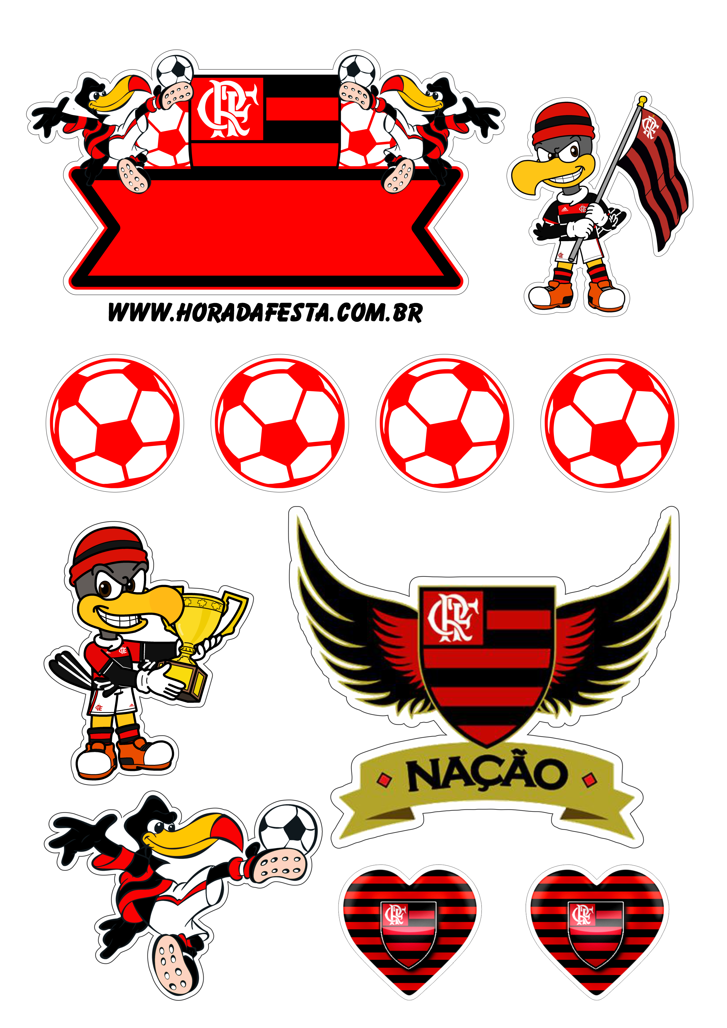 Arte digital grátis topo de bolo flamengo campeão de futebol rubro negro  free png