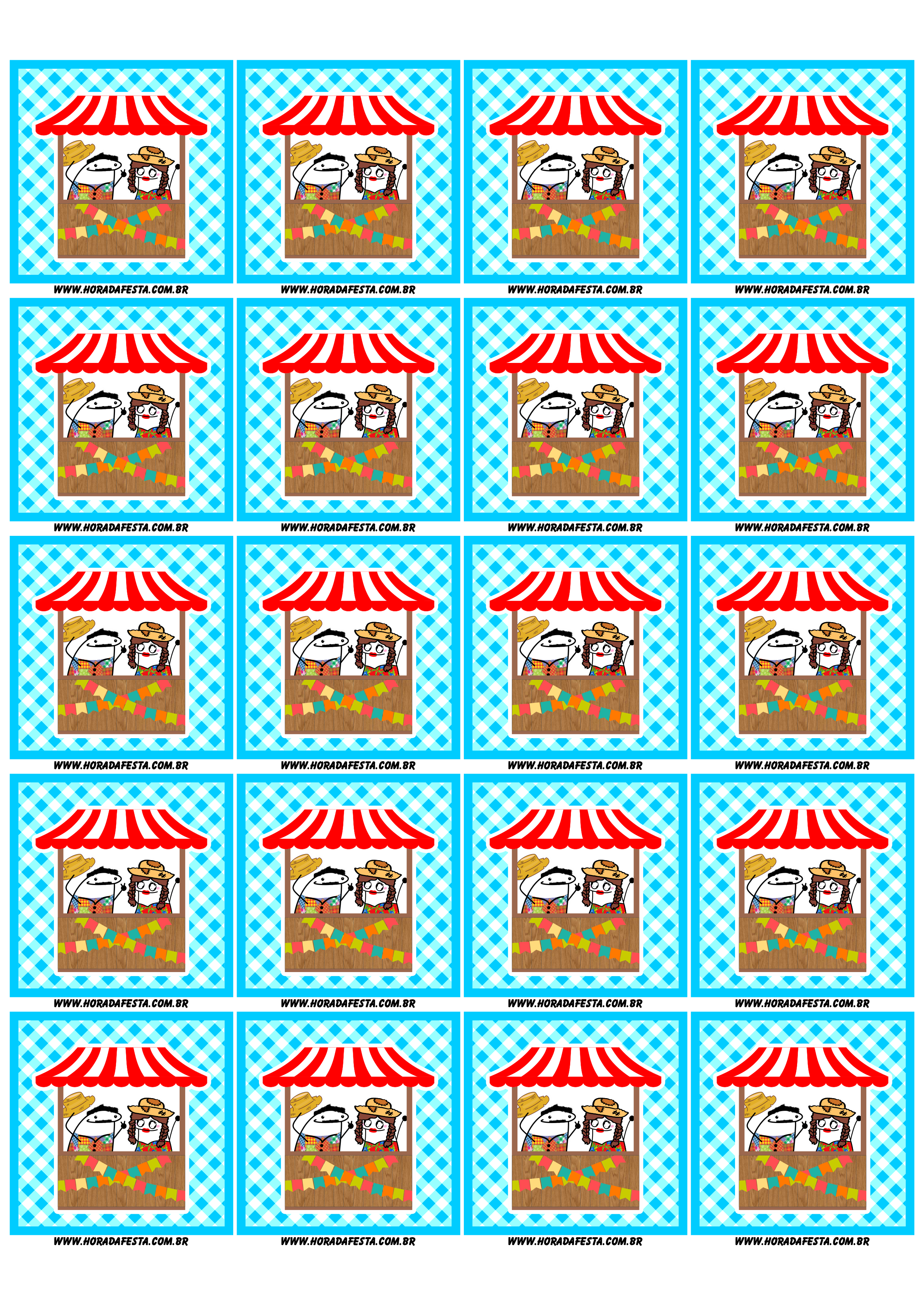 Adesivo tag sticker painel quadrado festa junina flork of cows 20 imagens png