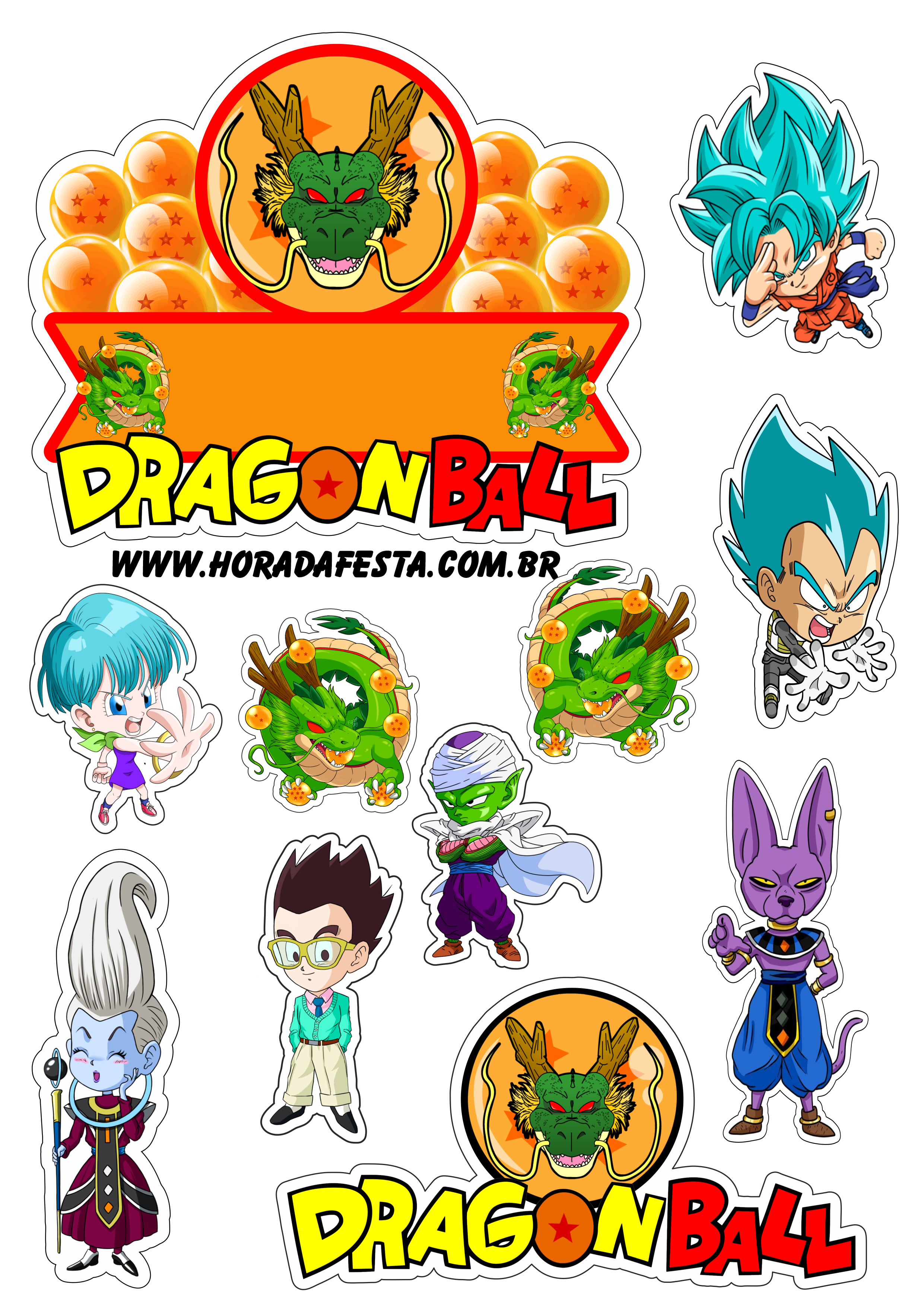 Dragon ball pack de imagens tags stickers topo de bolo animes png
