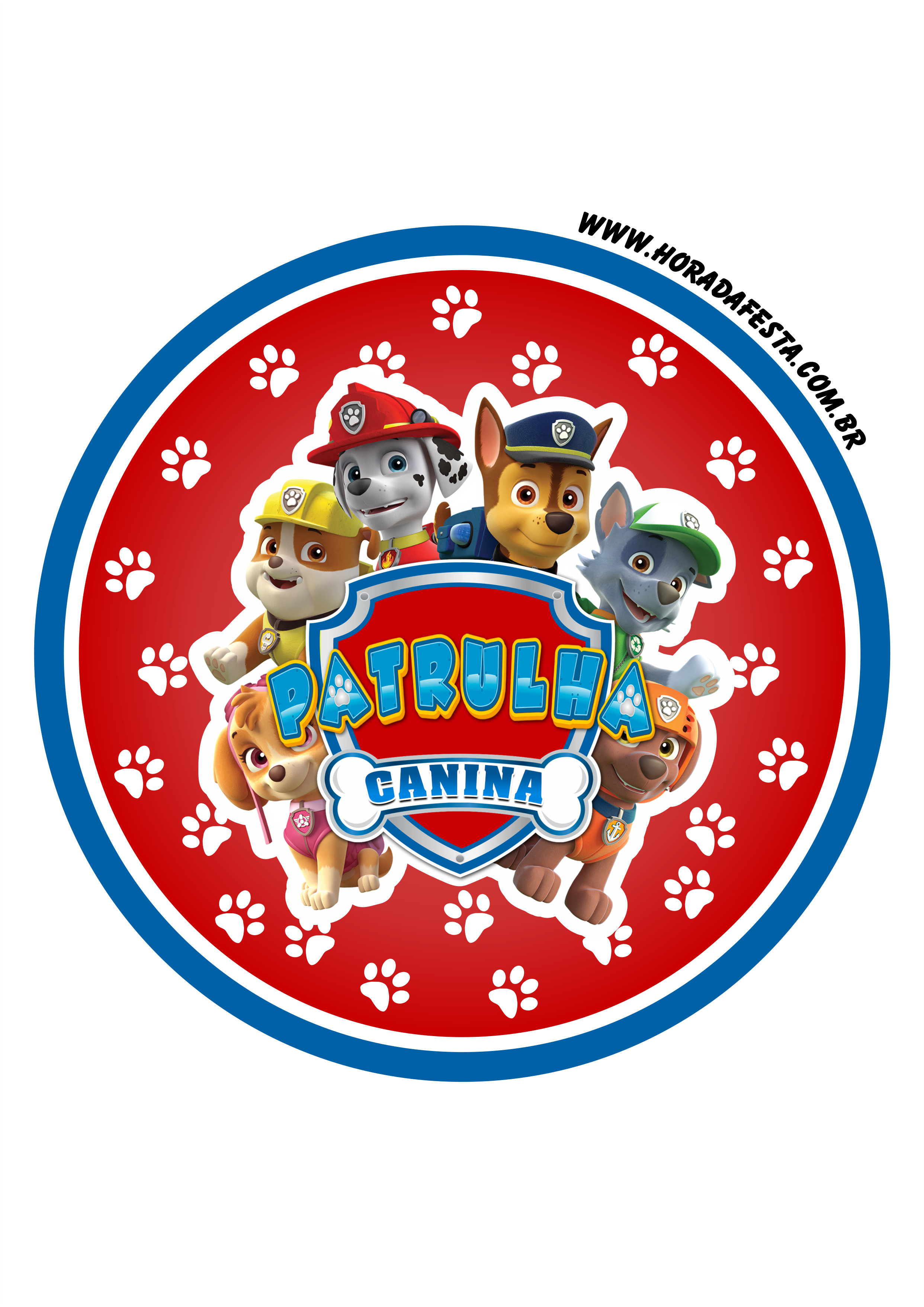 Patrulha canina adesivo redondo painel tag sticker etiqueta rótulo decoração de aniversário png