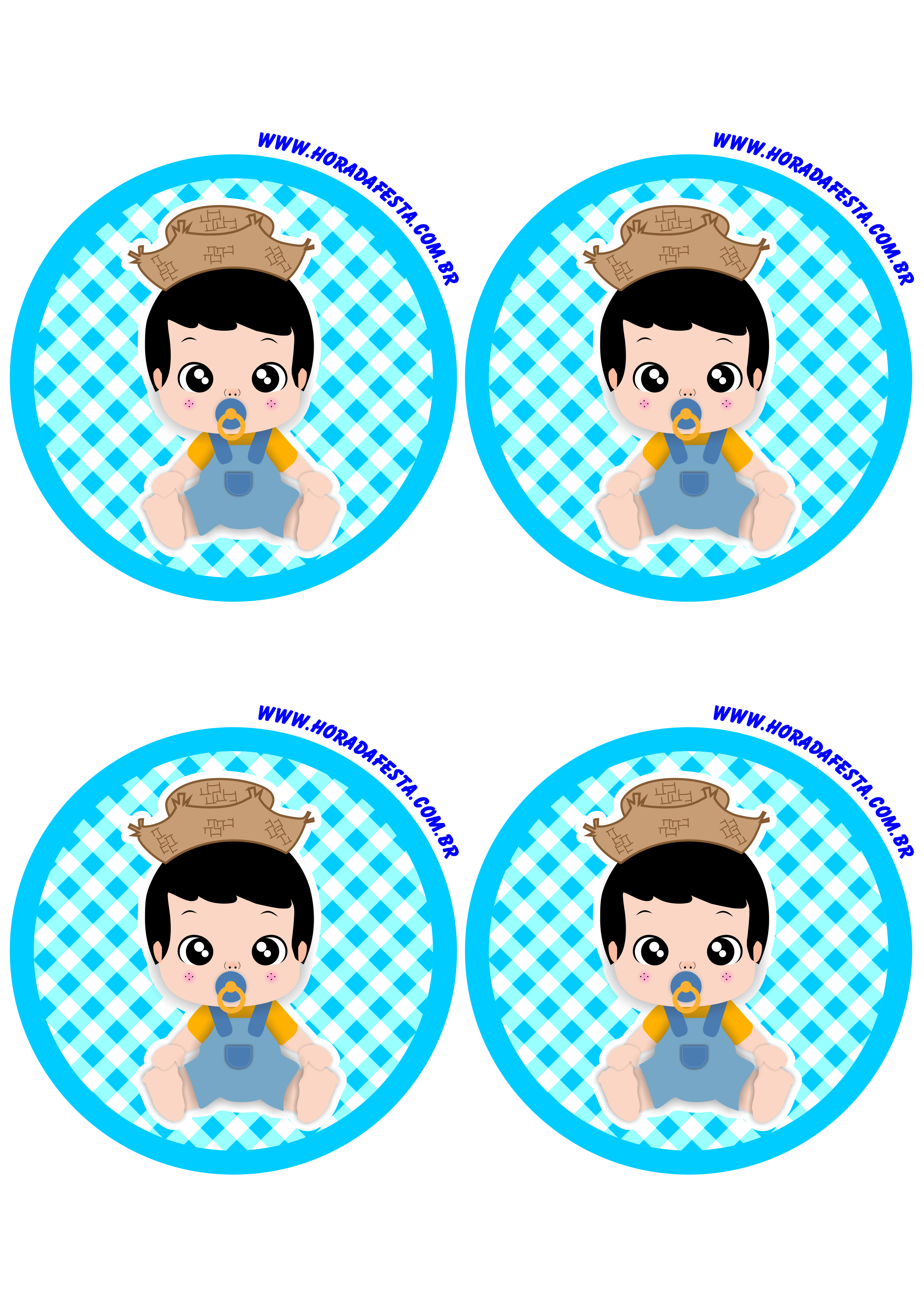 Bebê festa junina fantasia adesivo redondo tag sticker azul são joão 4 imagens png
