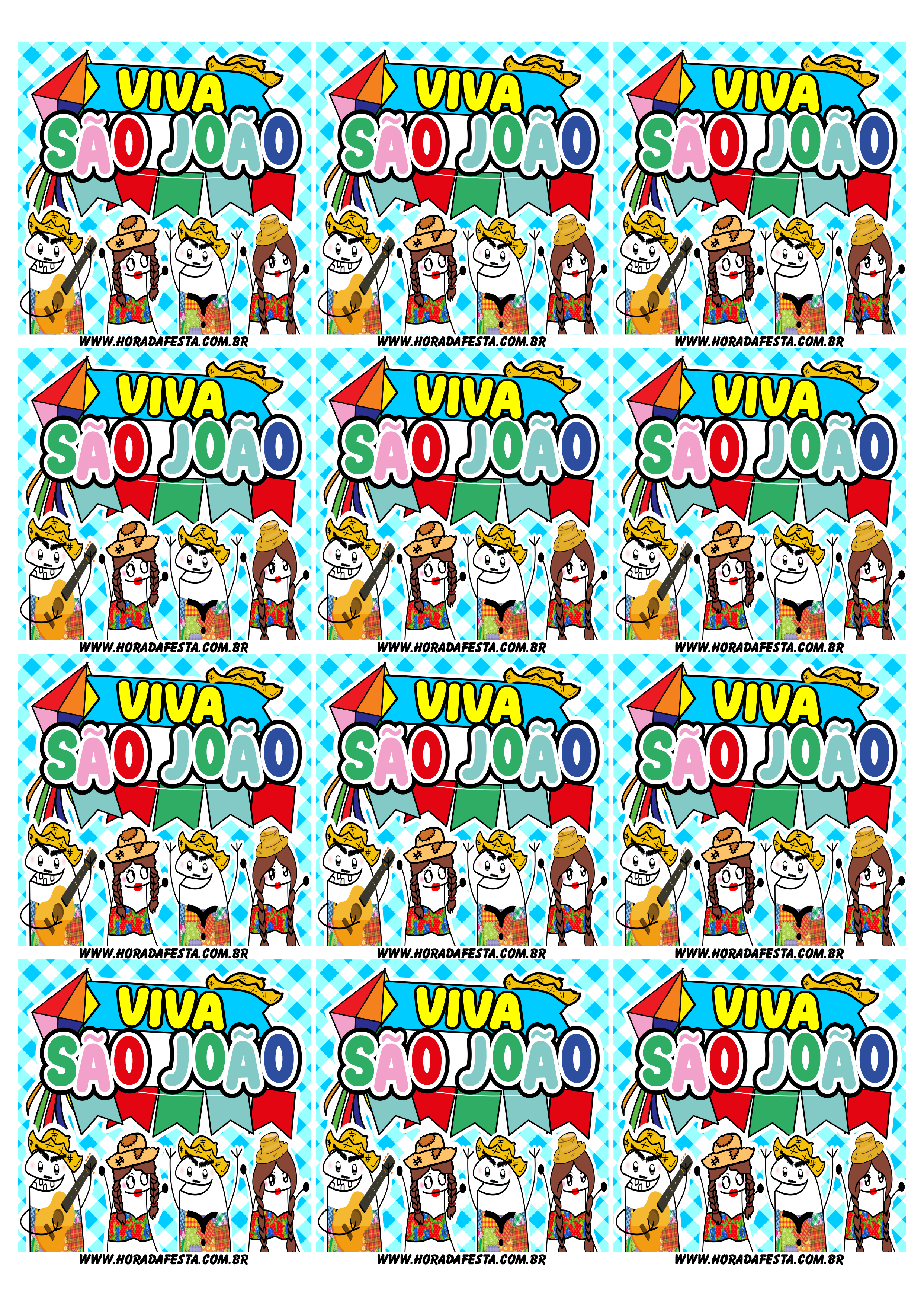 Viva são joão adesivo tag sticker quadrado flork of cows figurinhas engraçadas 12 imagens png