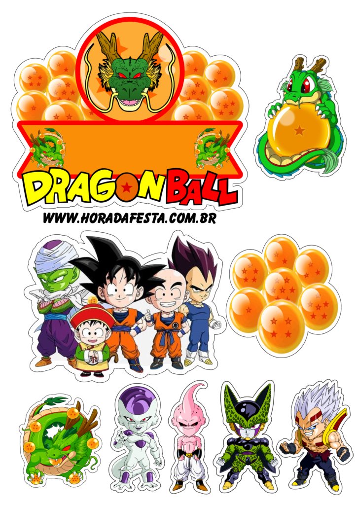 Dragon ball Z decoração de aniversário topo de bolo para imprimir png