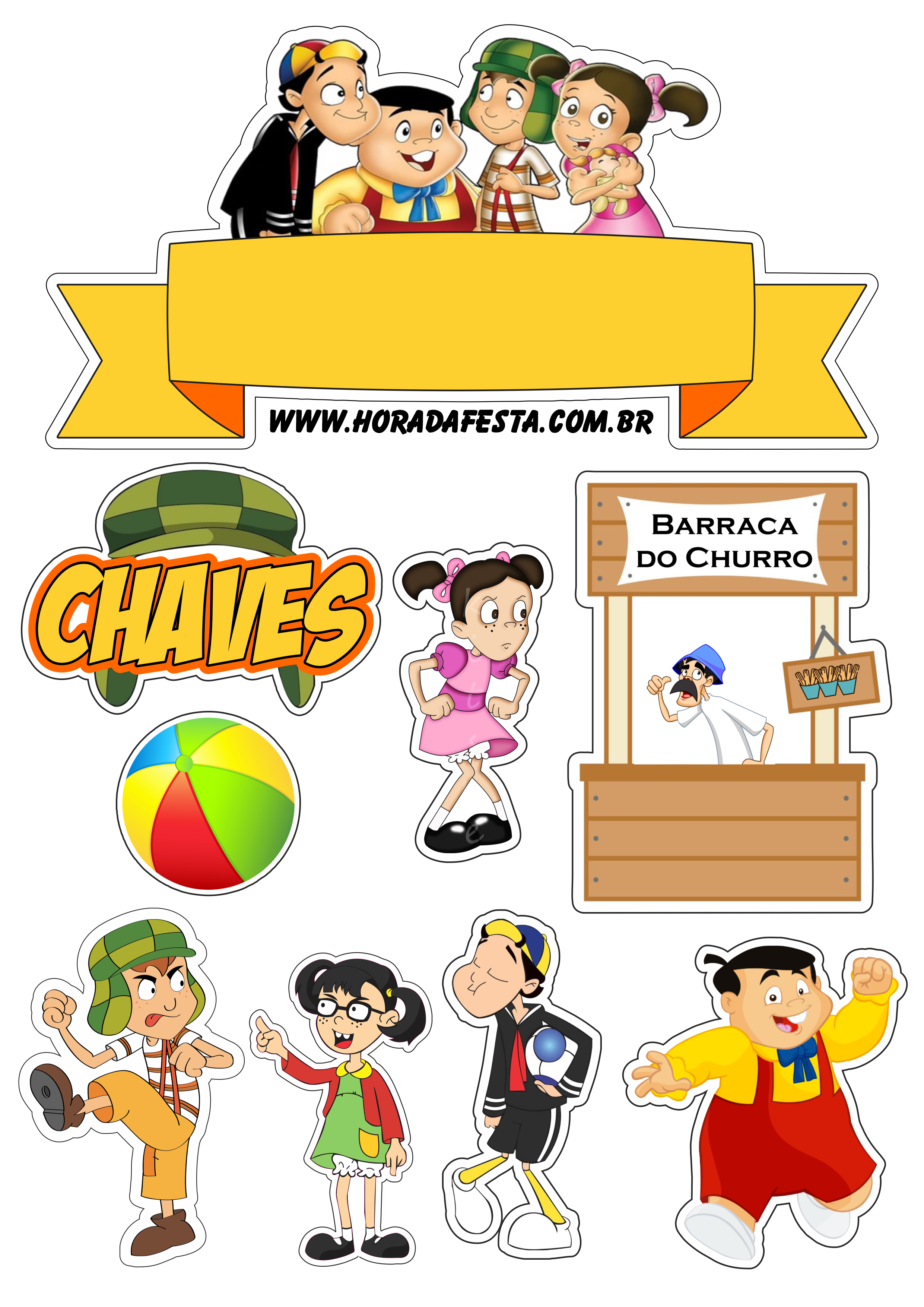Topo de bolo Chaves em desenho decoração de aniversário barra de churros do seu madruga png