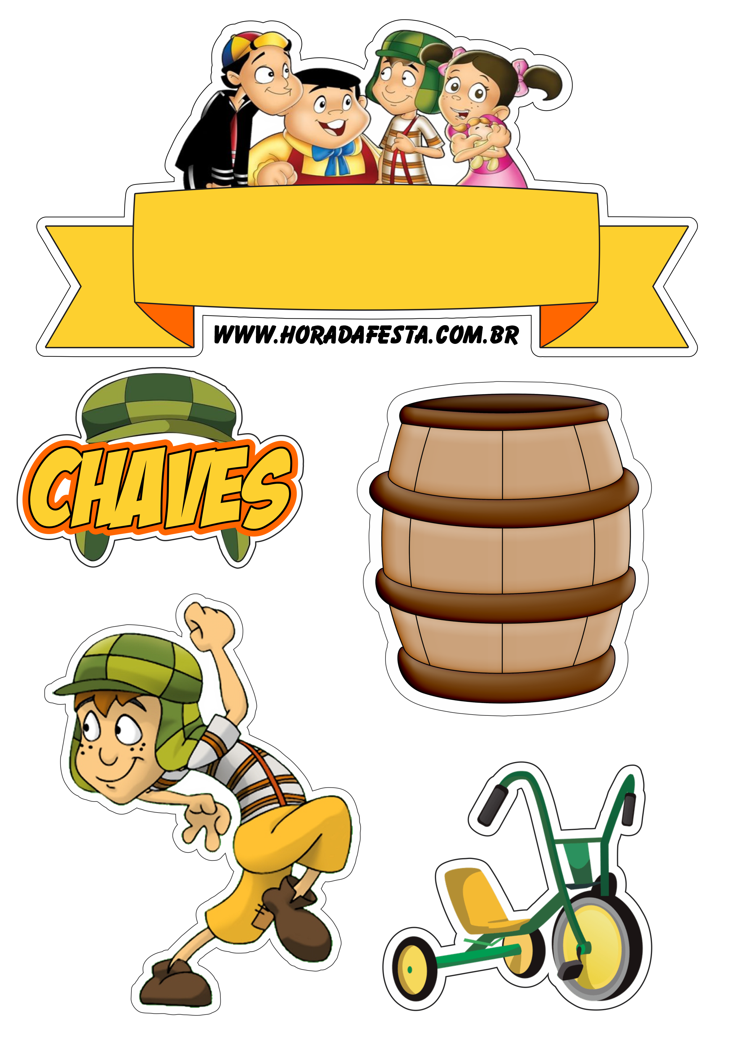 Topo de bolo Chaves em desenho decoração de aniversário festa personalizada png