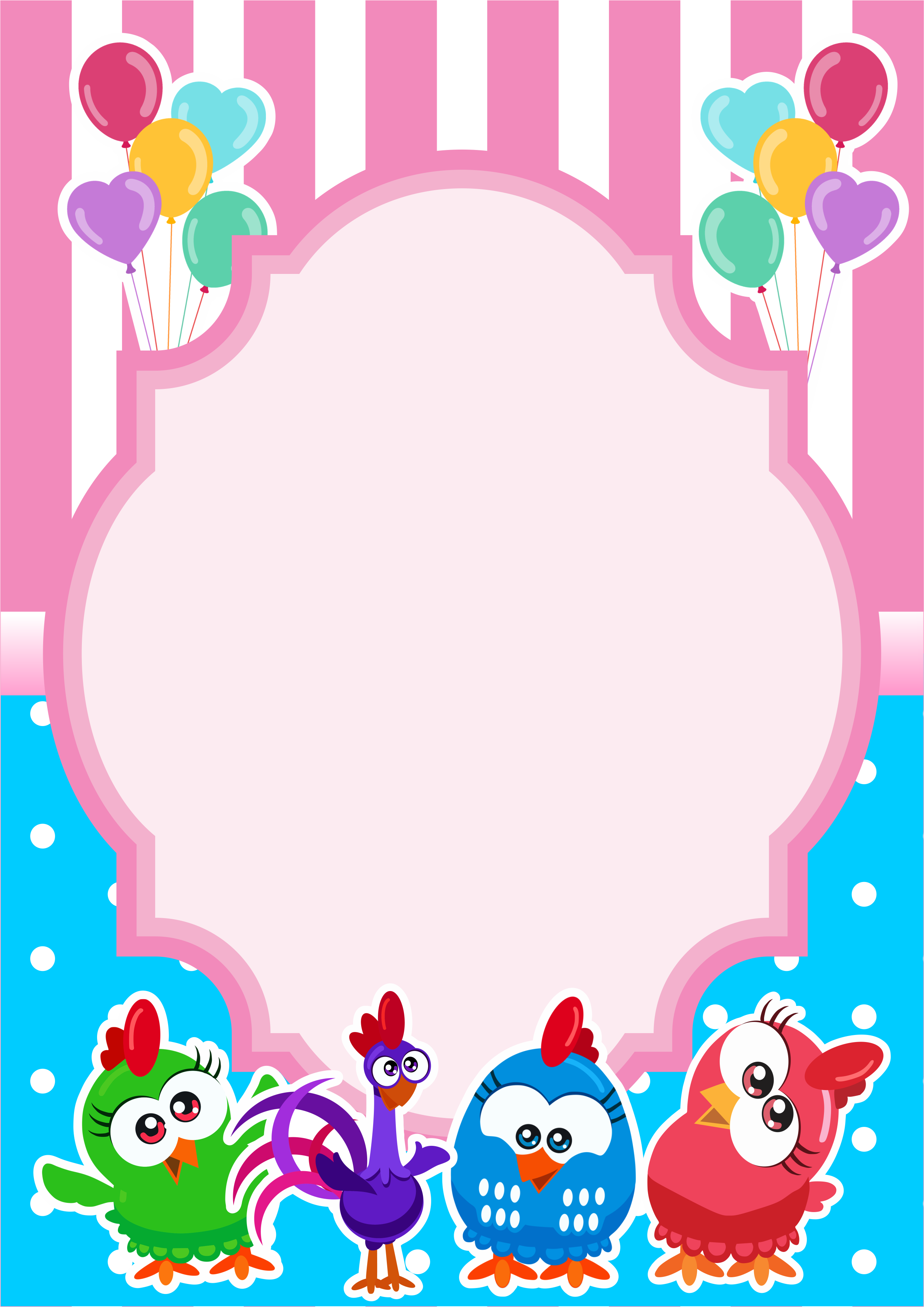 Turma da galinha pintadinha baby convite digital molde para personalizar rosa com azul  png