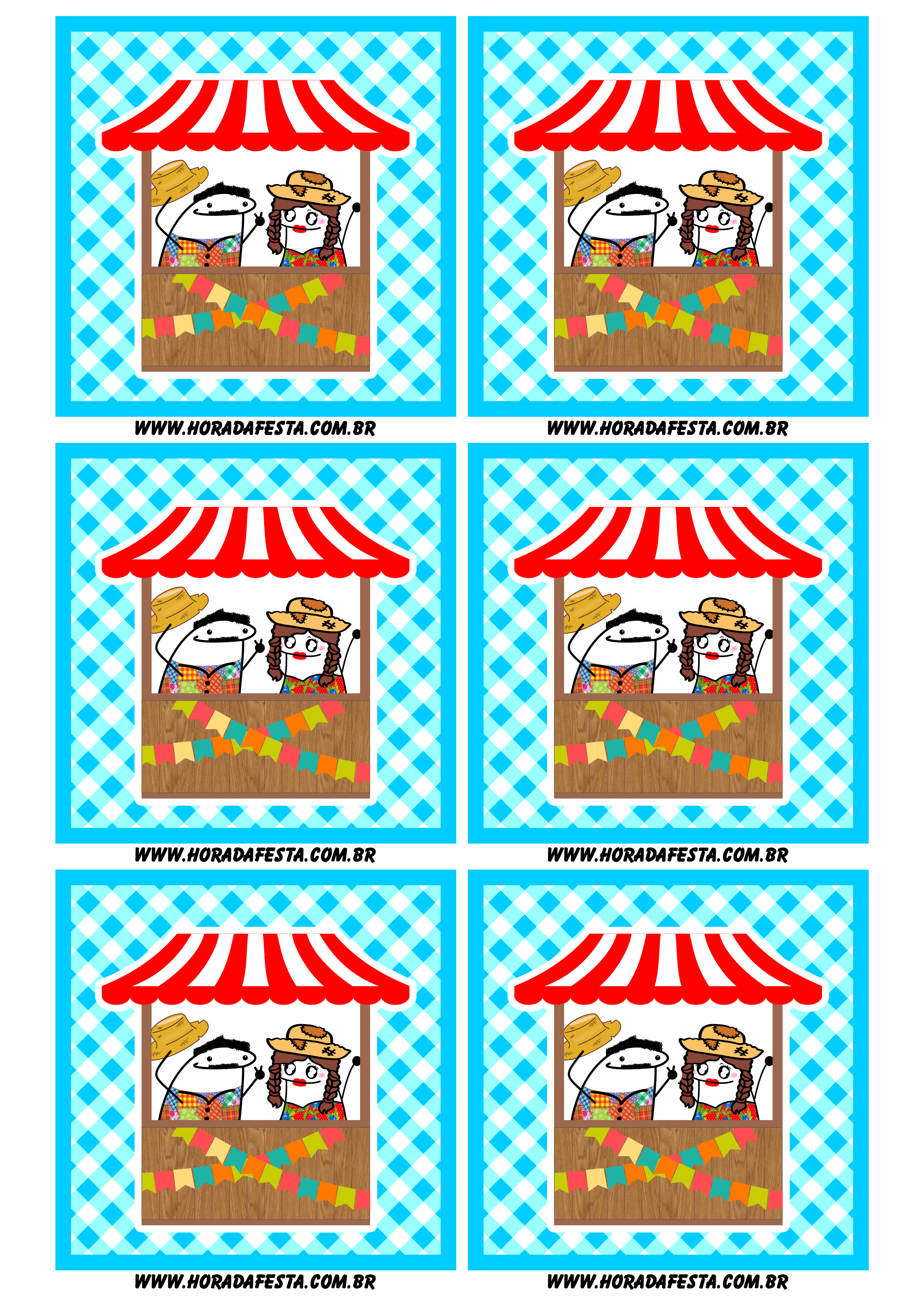 Adesivo tag sticker painel quadrado festa junina flork of cows 6 imagens png