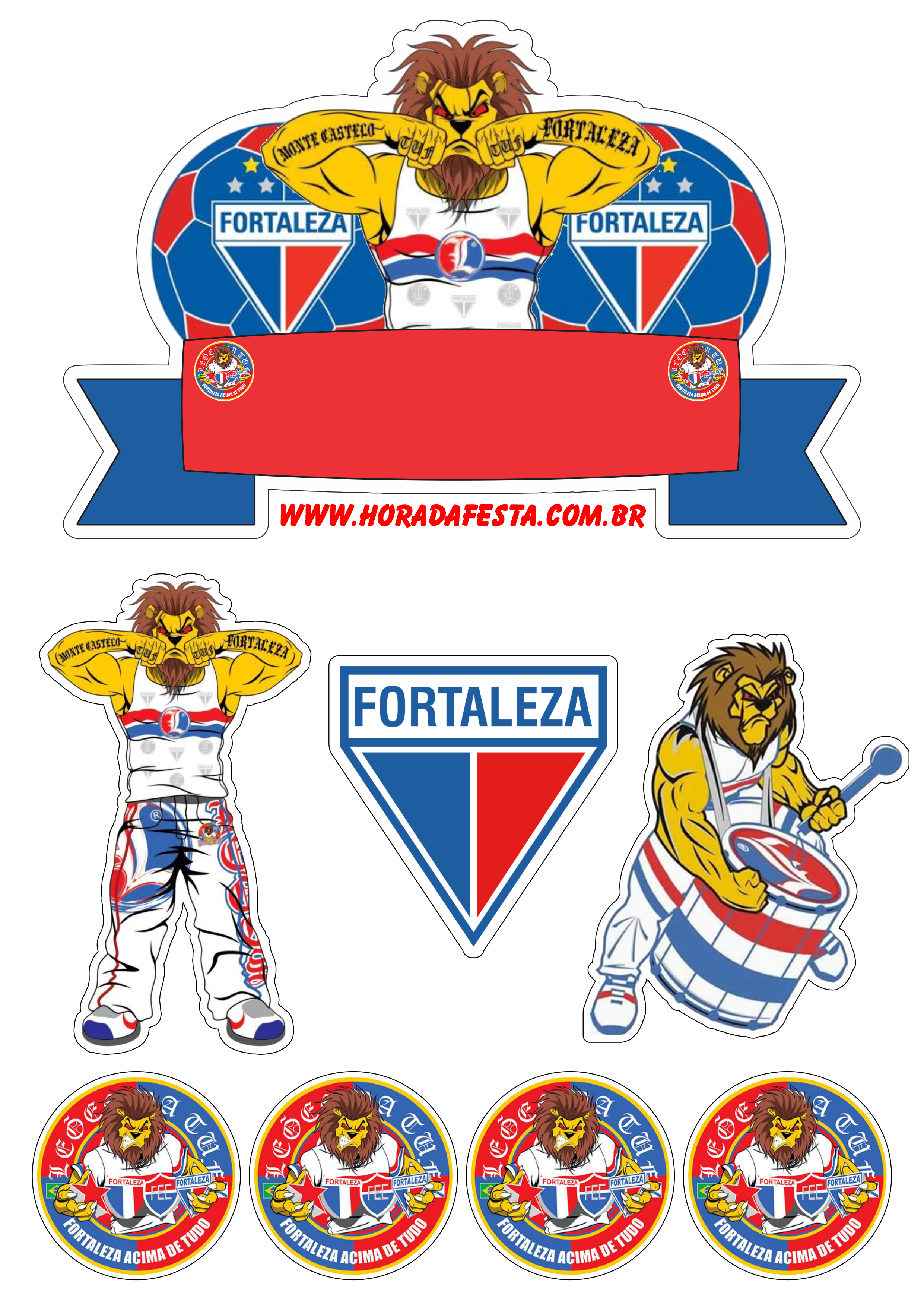 Fortaleza esporte clube leões da TUF aniversário personalizados pronto para imprimir png
