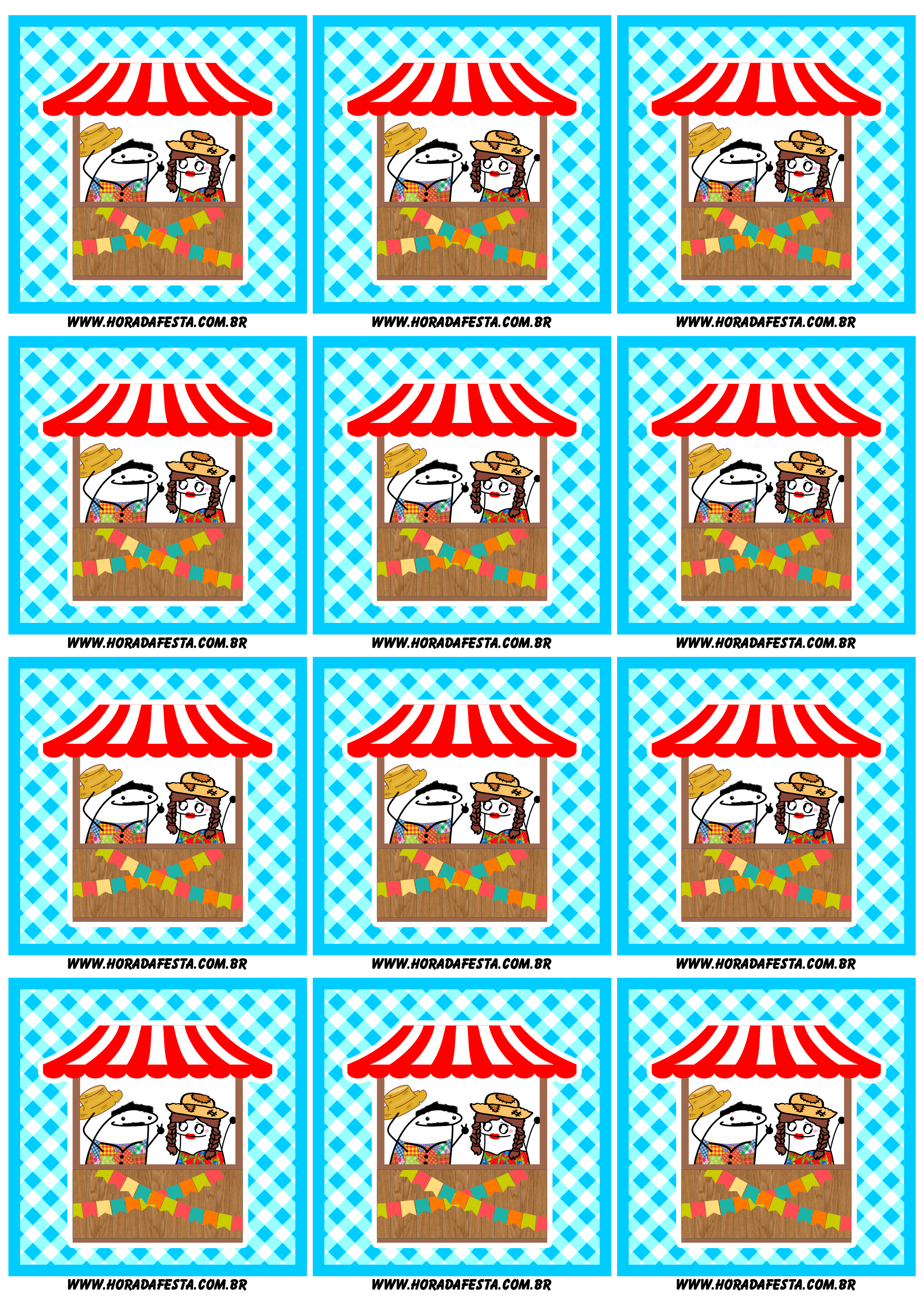Adesivo tag sticker painel quadrado festa junina flork of cows 12 imagens png