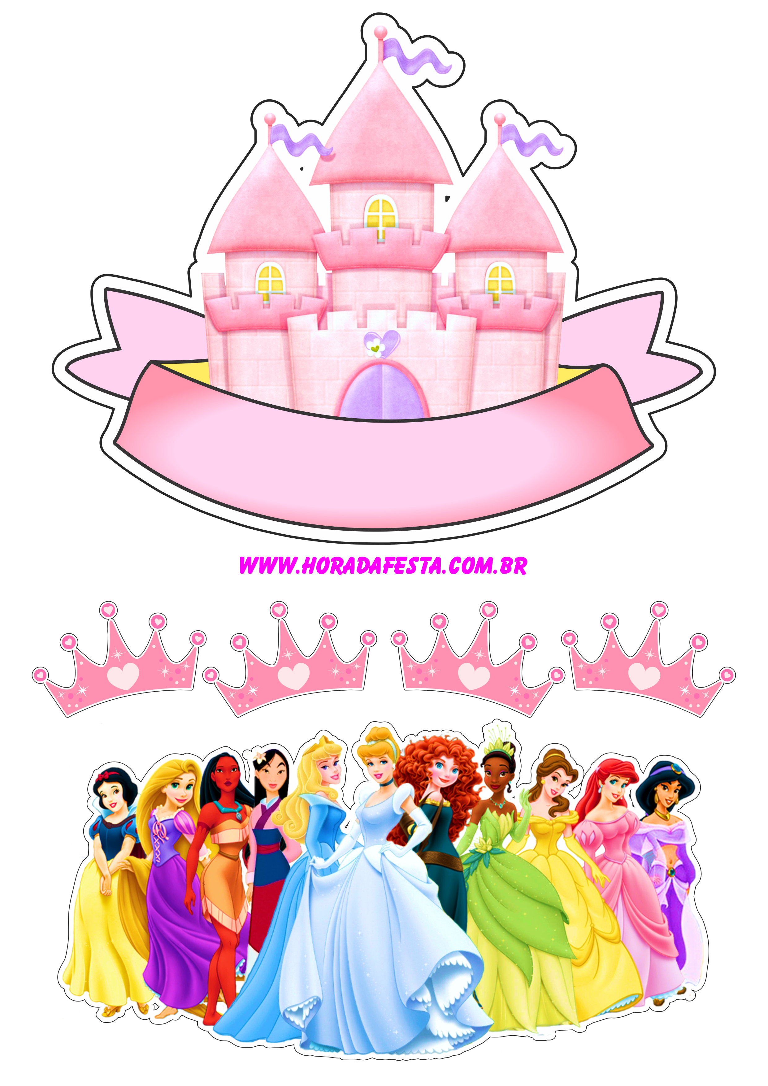 Princesas disney topo de bolo decoração de festa artigos de papelaria artes gráficas png