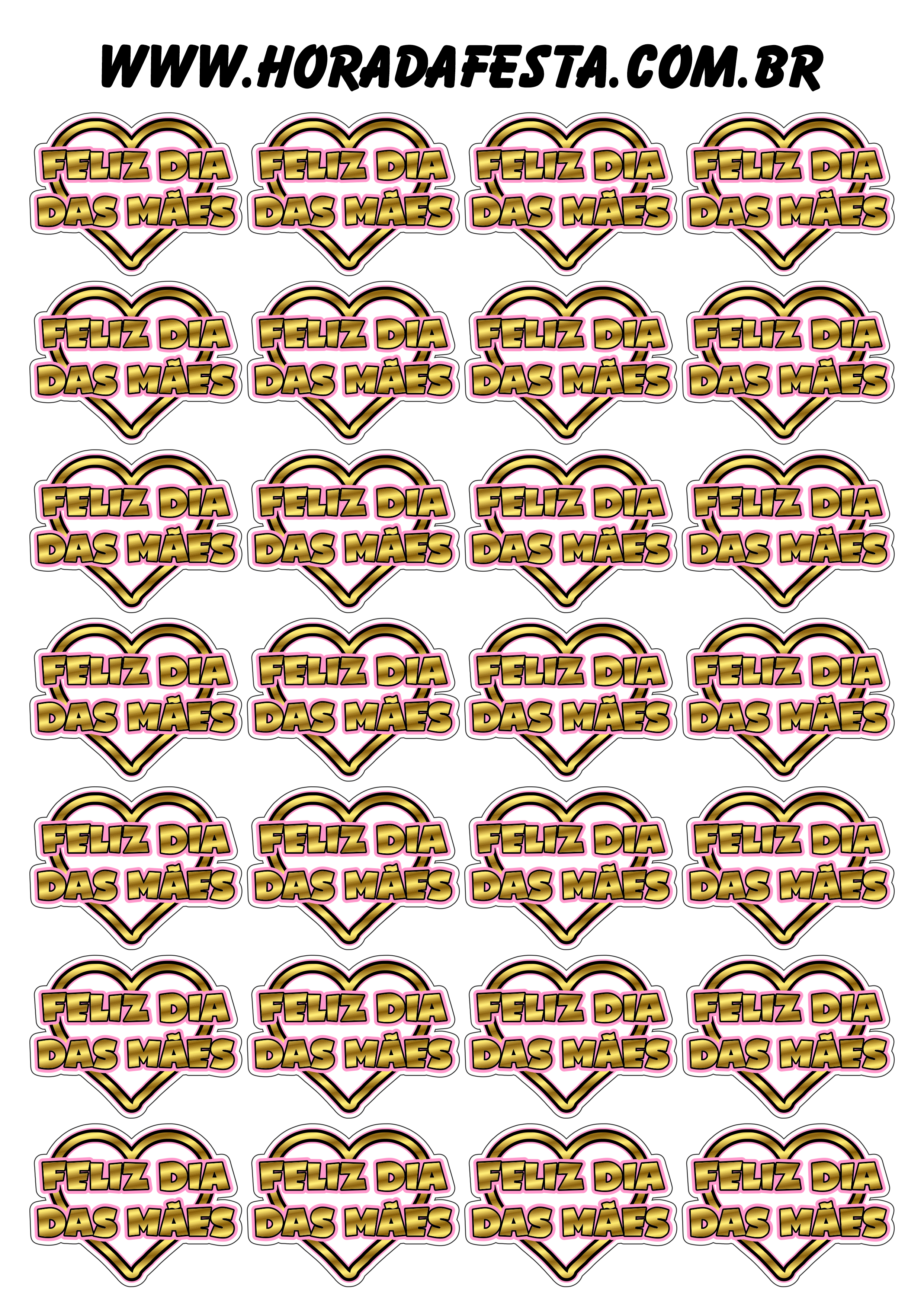 Adesivos feliz dia das mães tags stickers dourado pronto para imprimir 28 imagens png