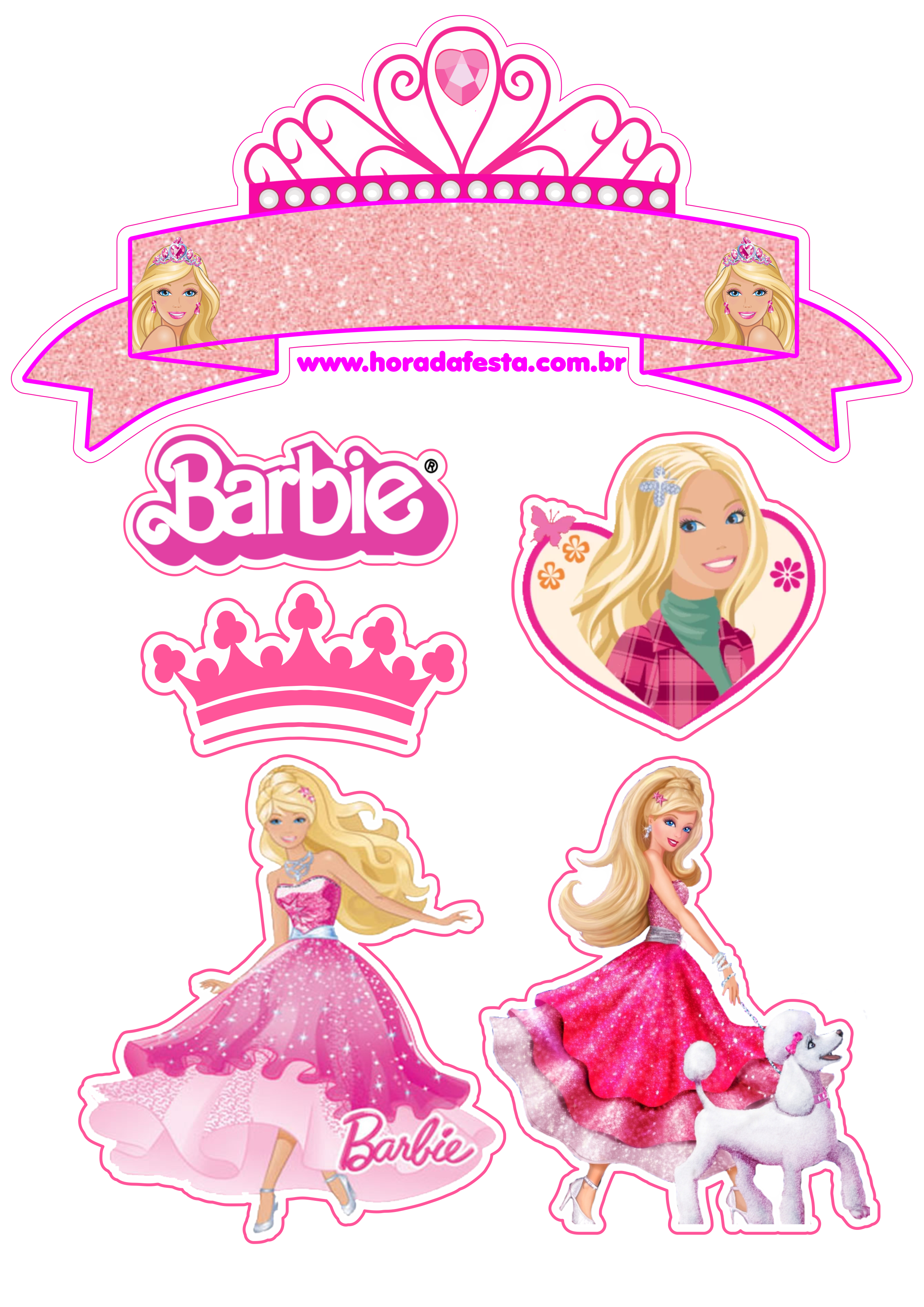 Barbie princesa topo de bolo grátis decoração de festa infantil rosa mimos  de papelaria criativa png