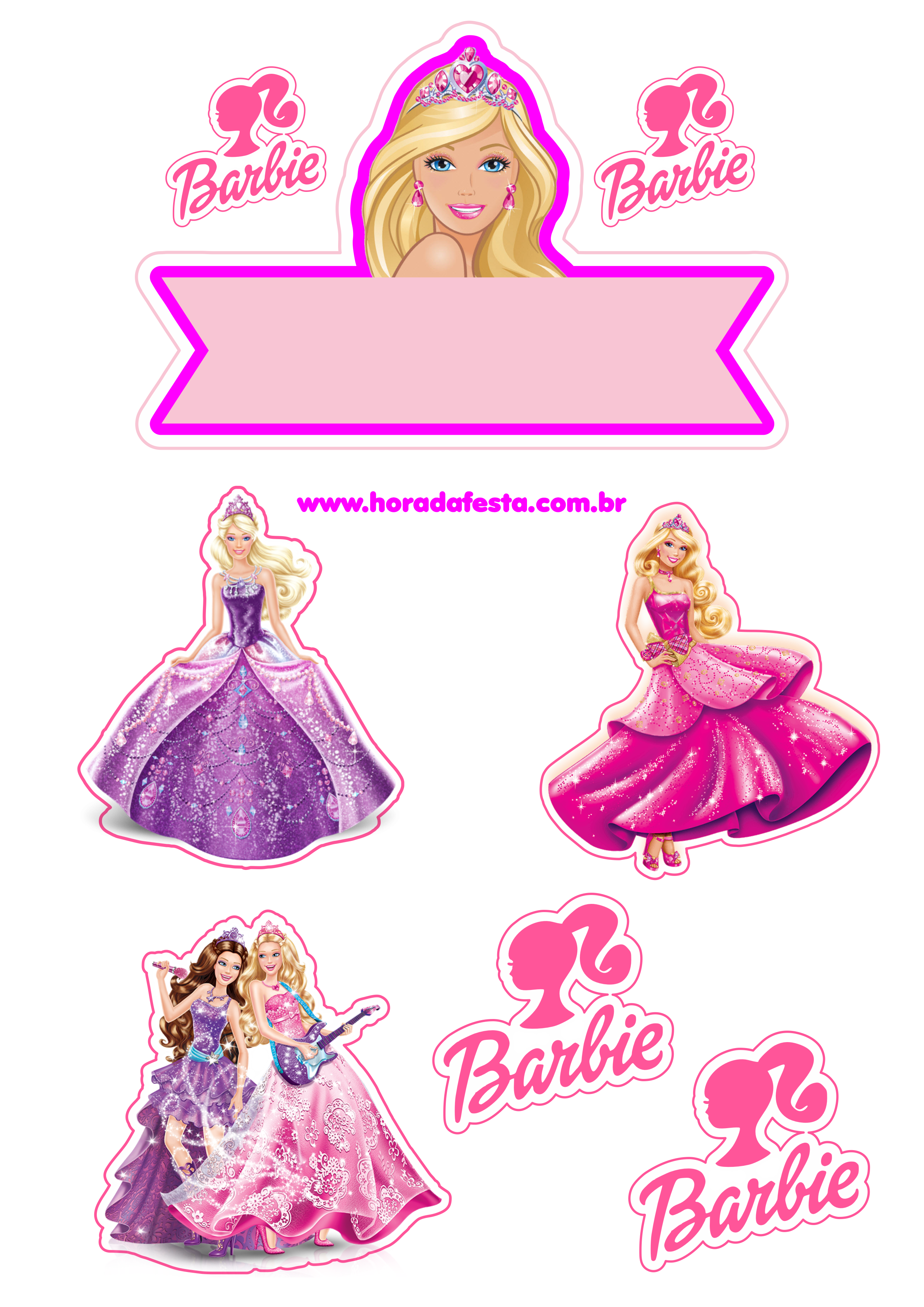 Barbie princesa topo de bolo grátis decoração de festa infantil rosa mimos  de papelaria criativa png