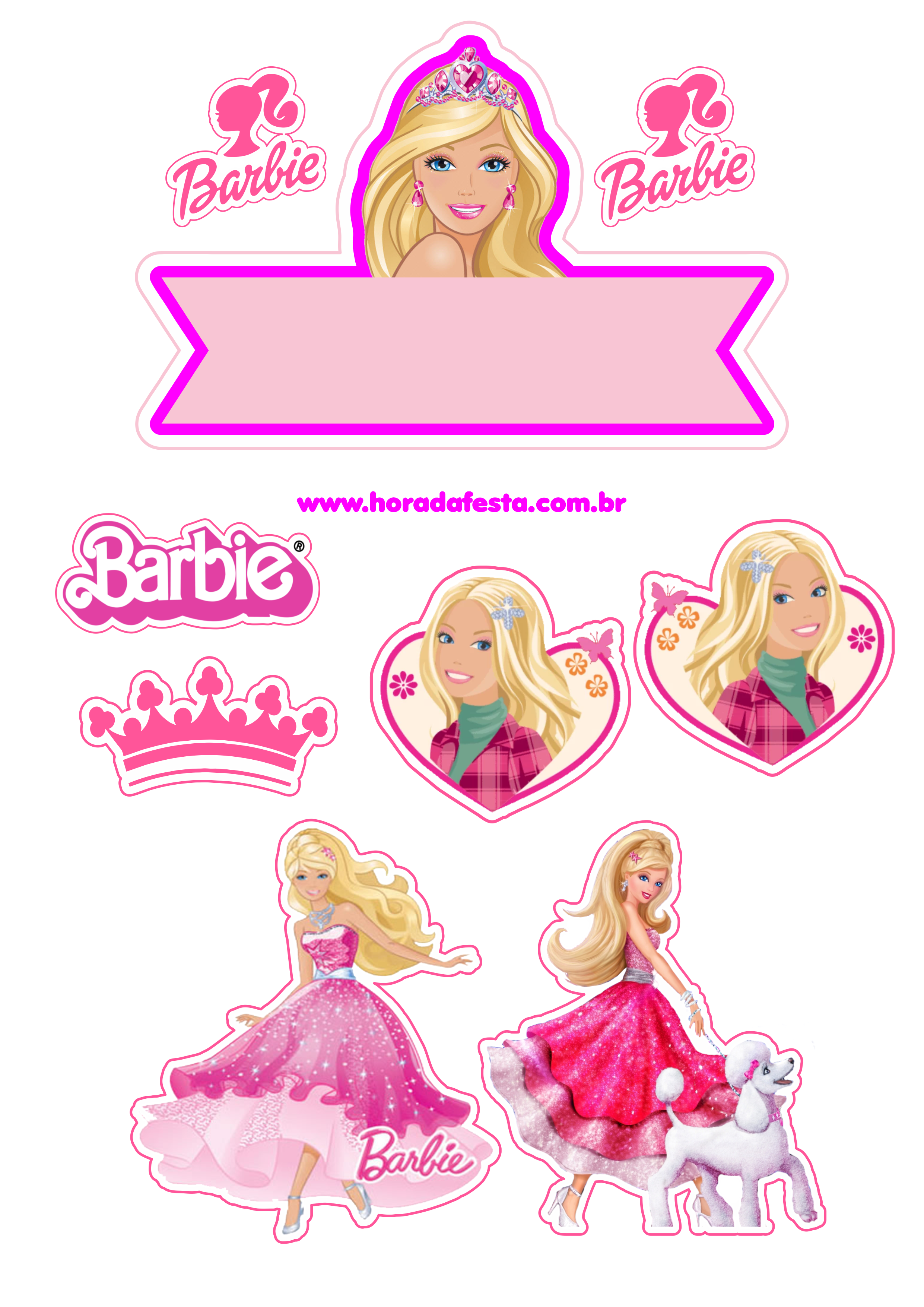 Topo de Bolo Barbie Princesa Borboleta com Arquivo Grátis