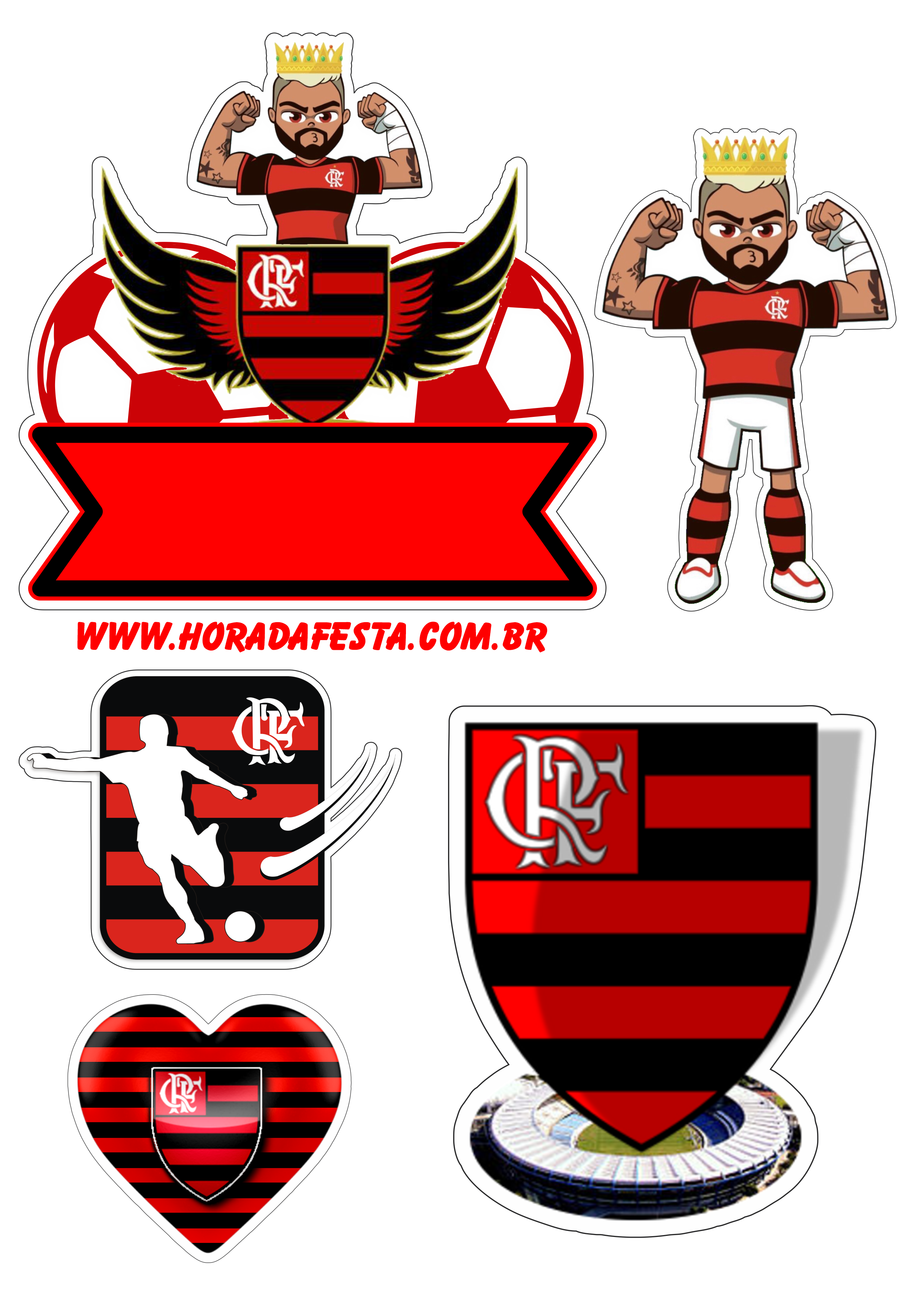 Flamengo futebol topo de bolo decoração de festa artigos de papelaria png