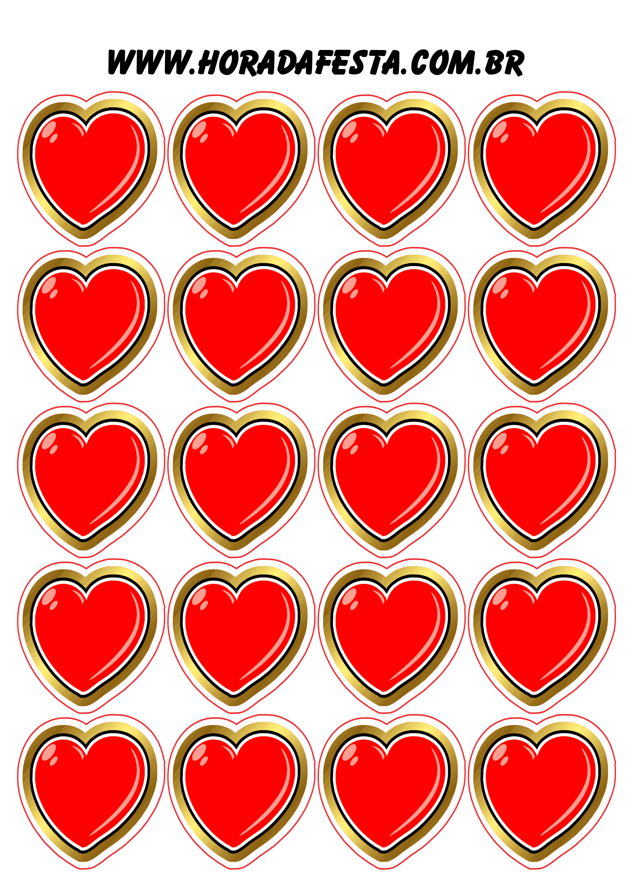 Adesivos tags stickers corações vermelho com dourado decoração dia dos namorados 20 imagens png