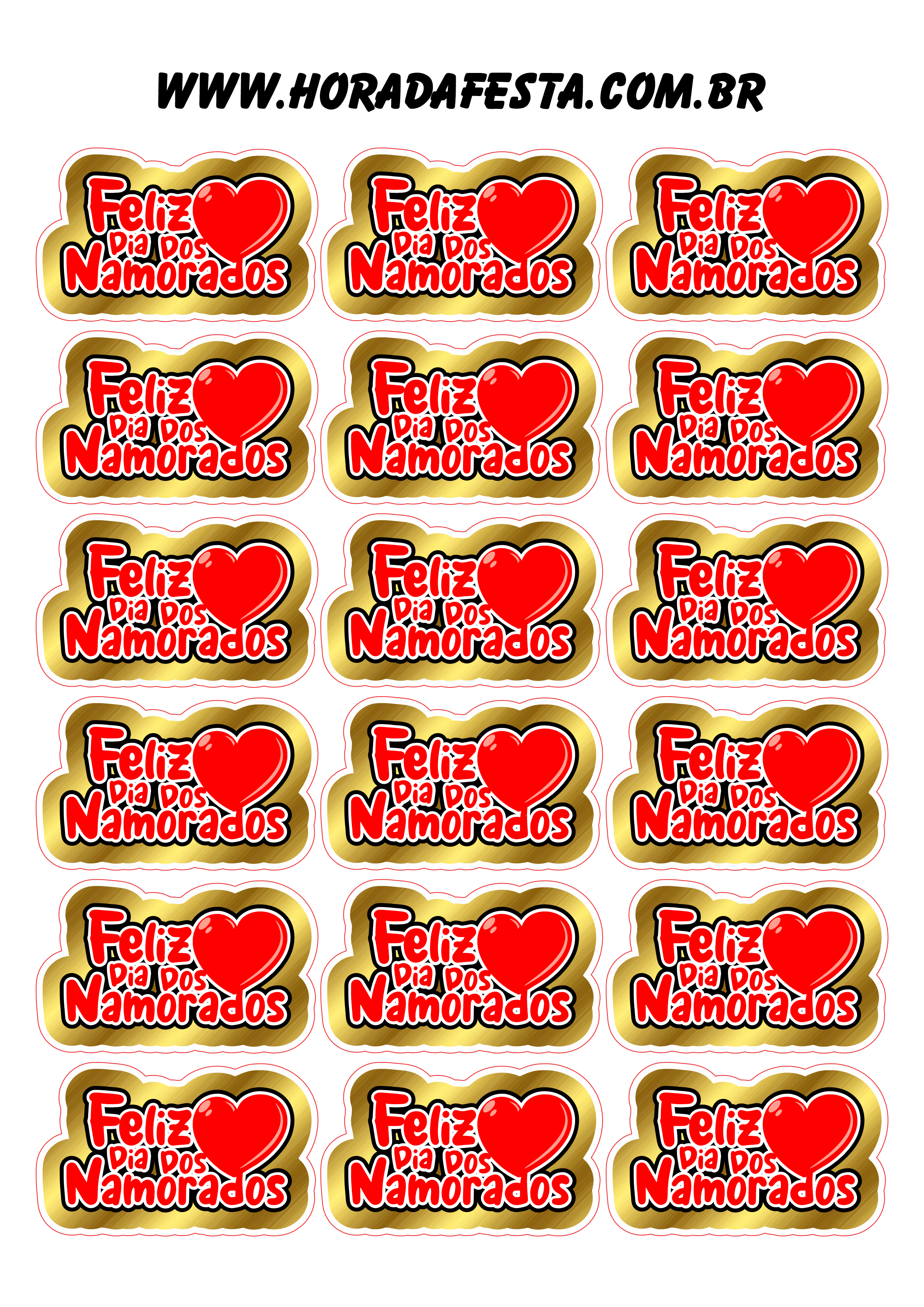 Feliz dia dia dos namorados letreiro decorado adesivo tag sticker dourado com vermelho 18 imagens png