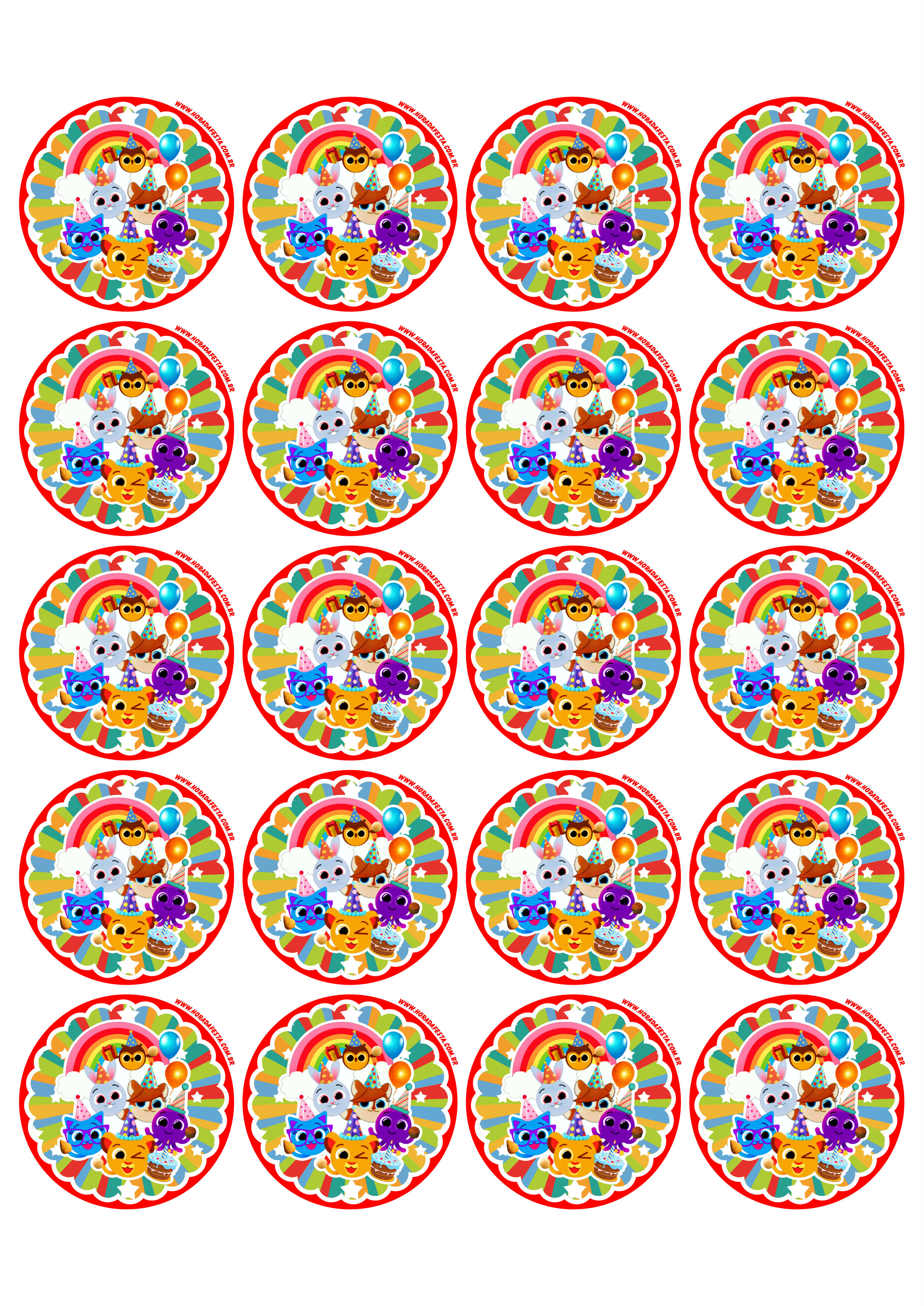 Bolofofos adesivo redondo tag sticker desenho infantil aniversário personalizado 20 imagens png