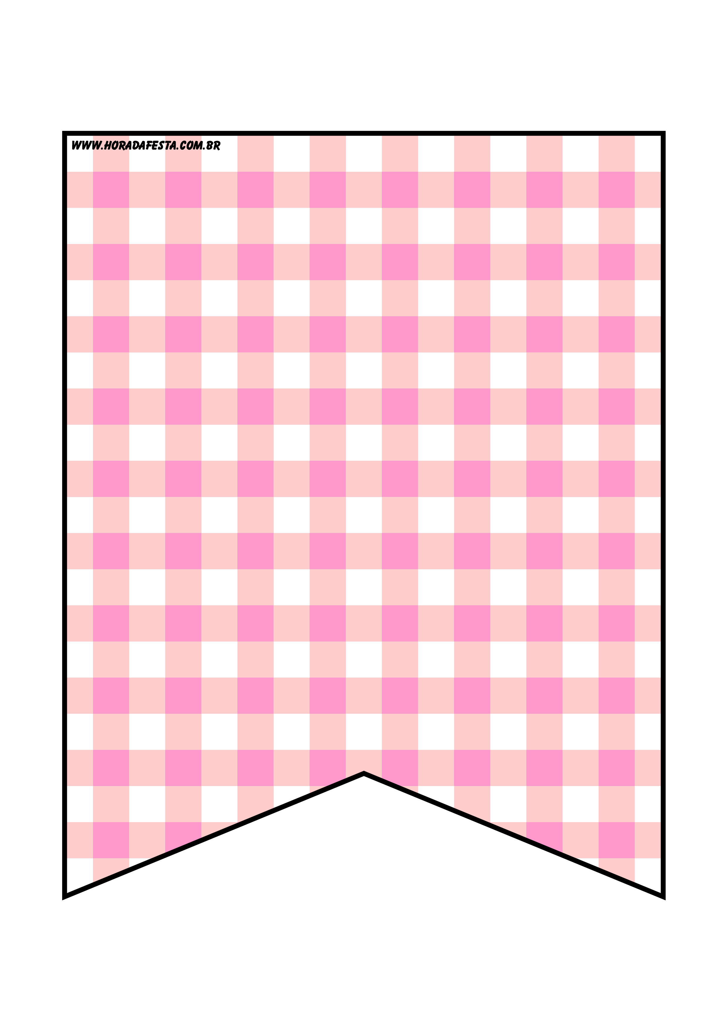Bandeirinhas de São João xadrez rosa e branco decoração de festa