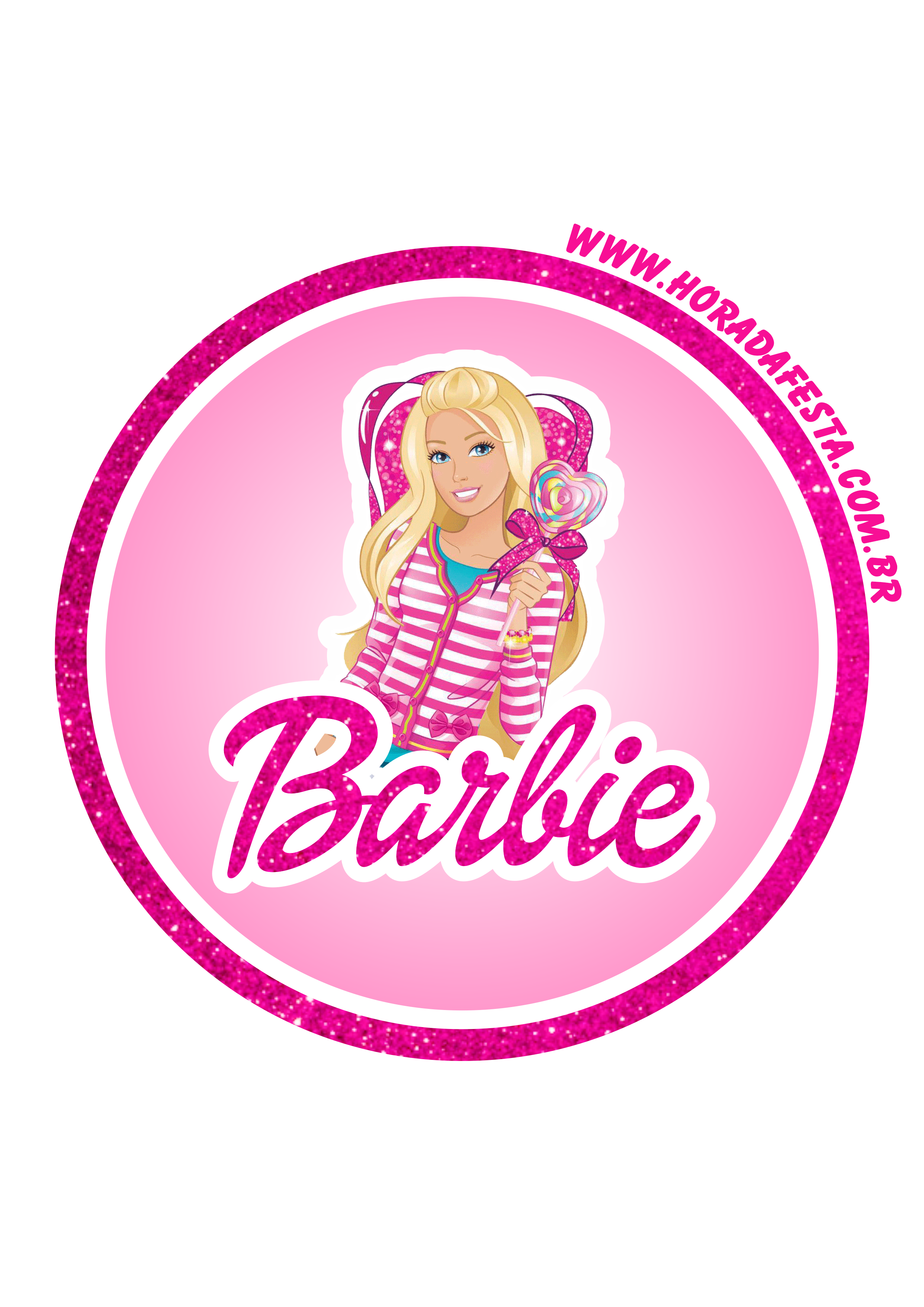 Barbie adolescente adesivo redondo tag sticker painel decoração de festa de aniversário mimos de papelaria png