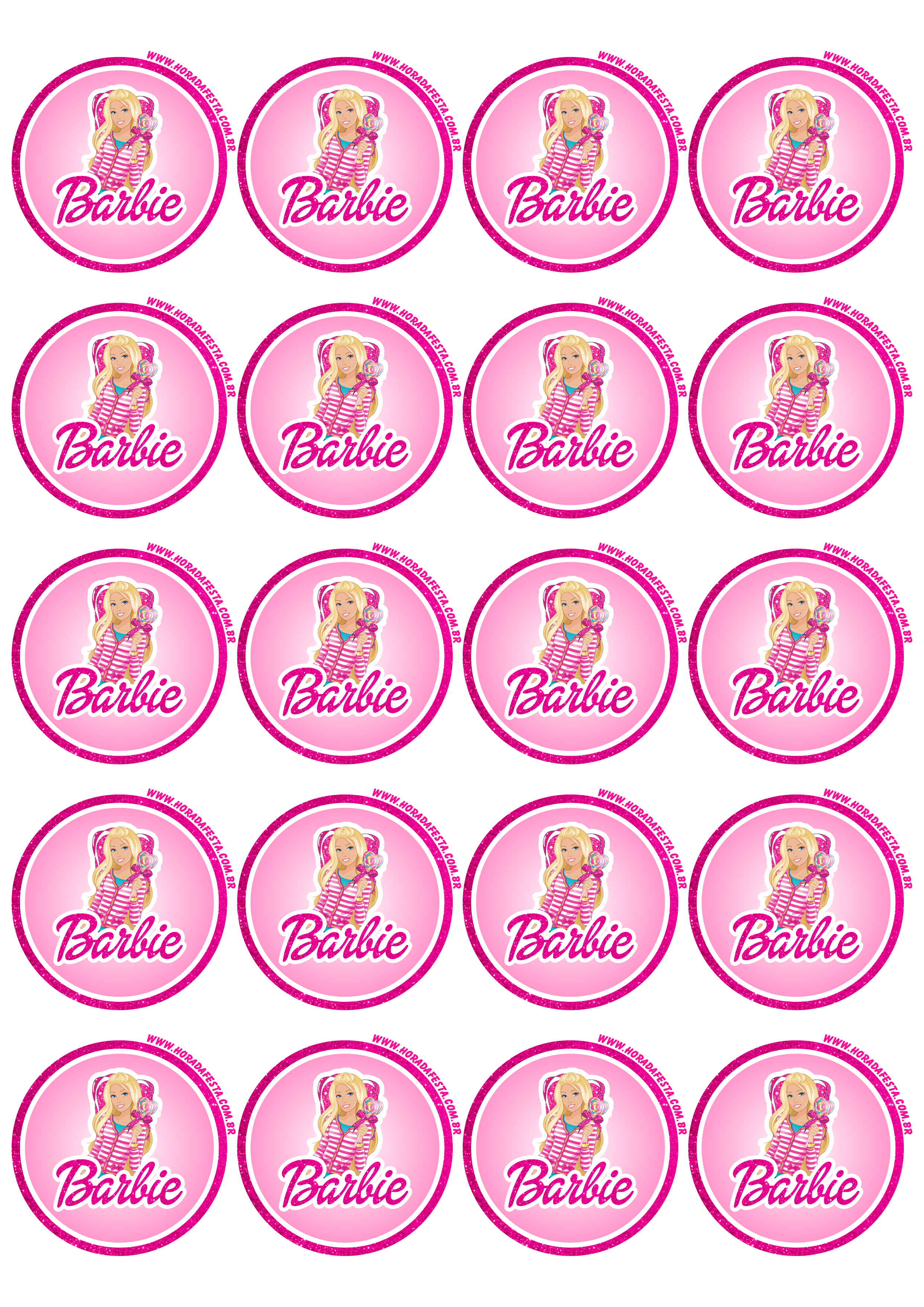 Barbie adolescente adesivo redondo tag sticker decoração de festa de aniversário mimos de papelaria 20 imagens png