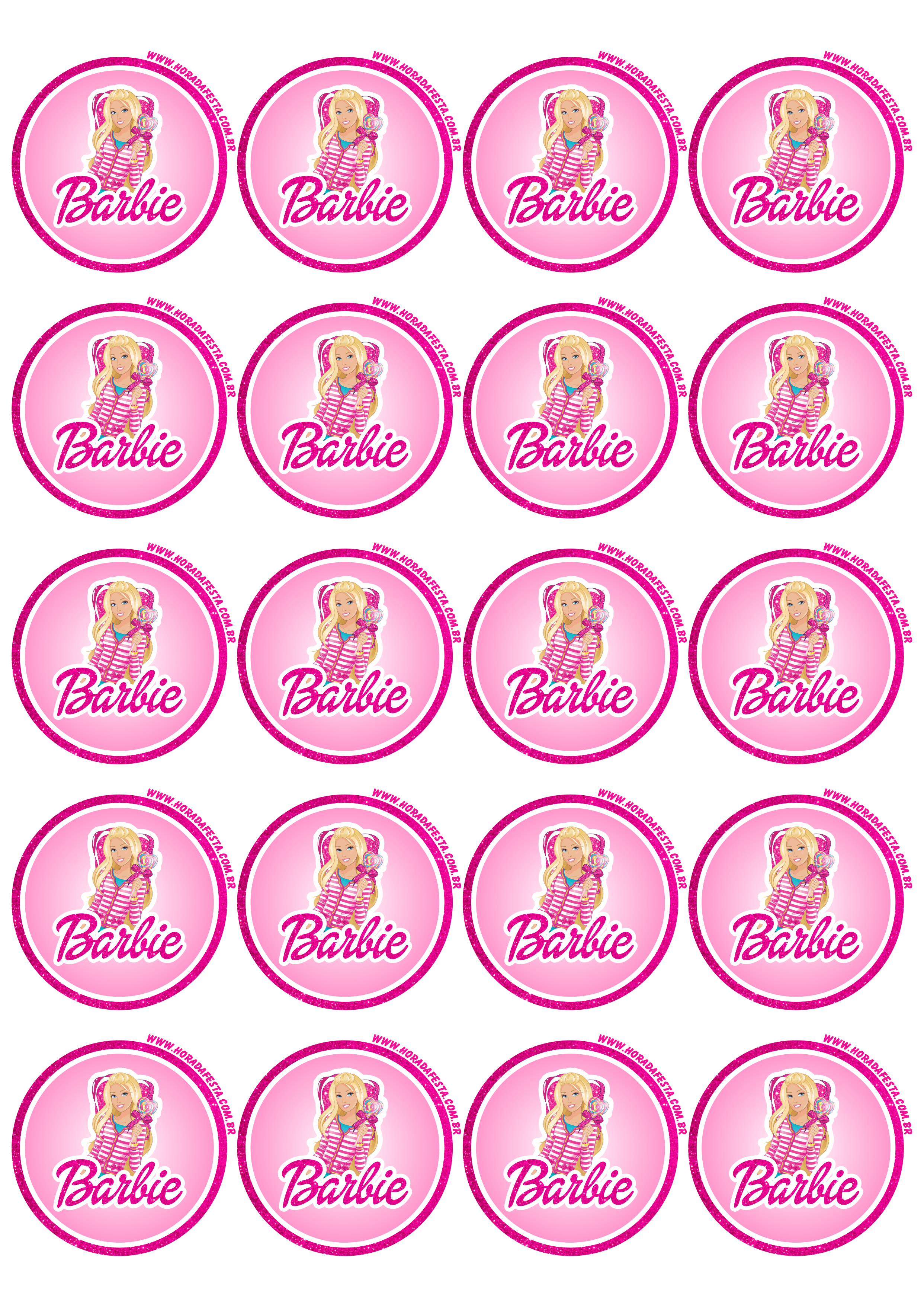 Boneca Barbie princesa topo de bolo rosa brilhante renda extra com  personalizados png