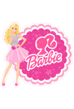 Boneca Barbie princesa topo de bolo rosa brilhante png
