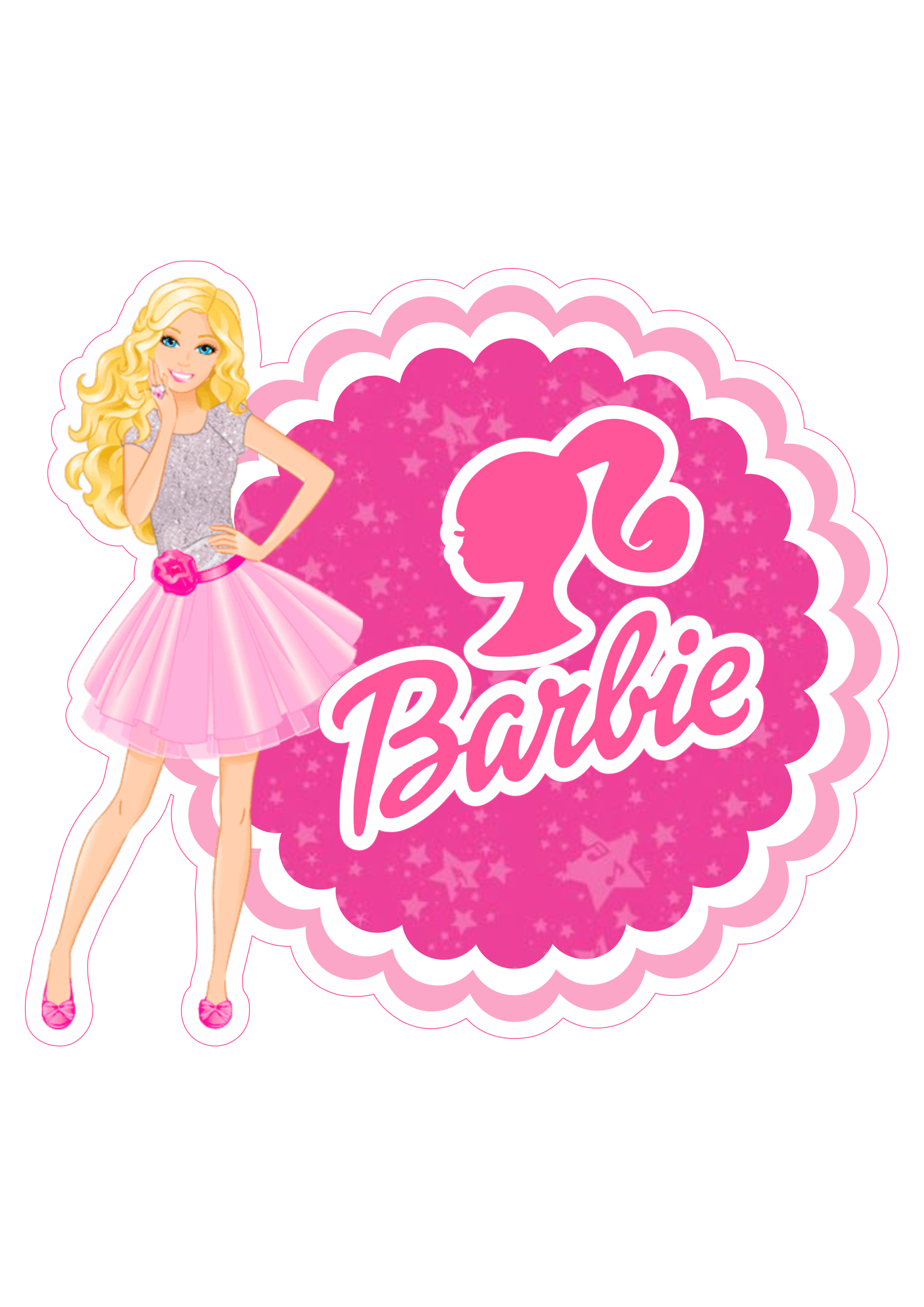 Boneca Barbie logotipo rosa artigos de papelaria decoração imagem sem fundo png