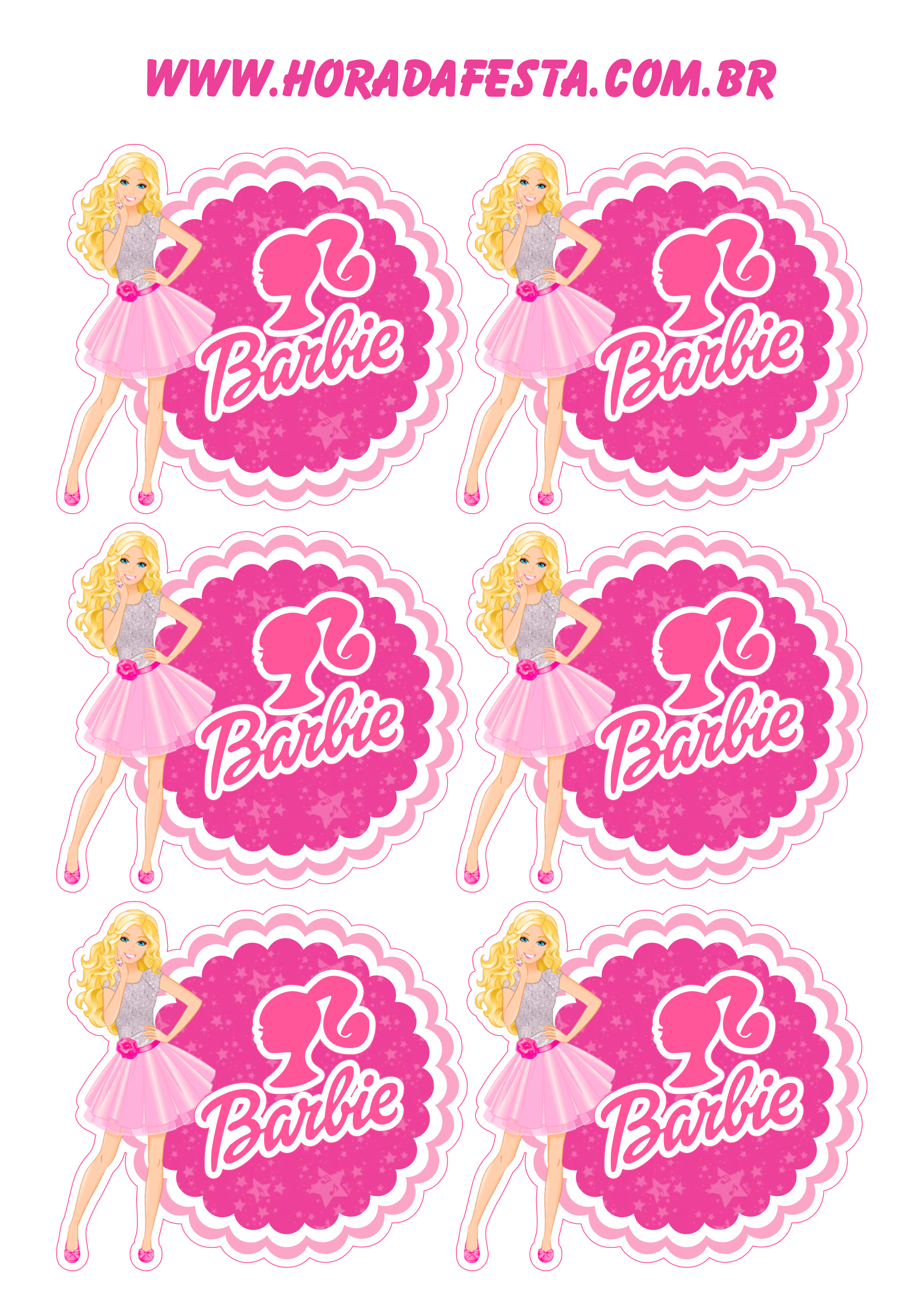 Boneca Barbie logotipo rosa artigos de papelaria decoração 6 imagens png