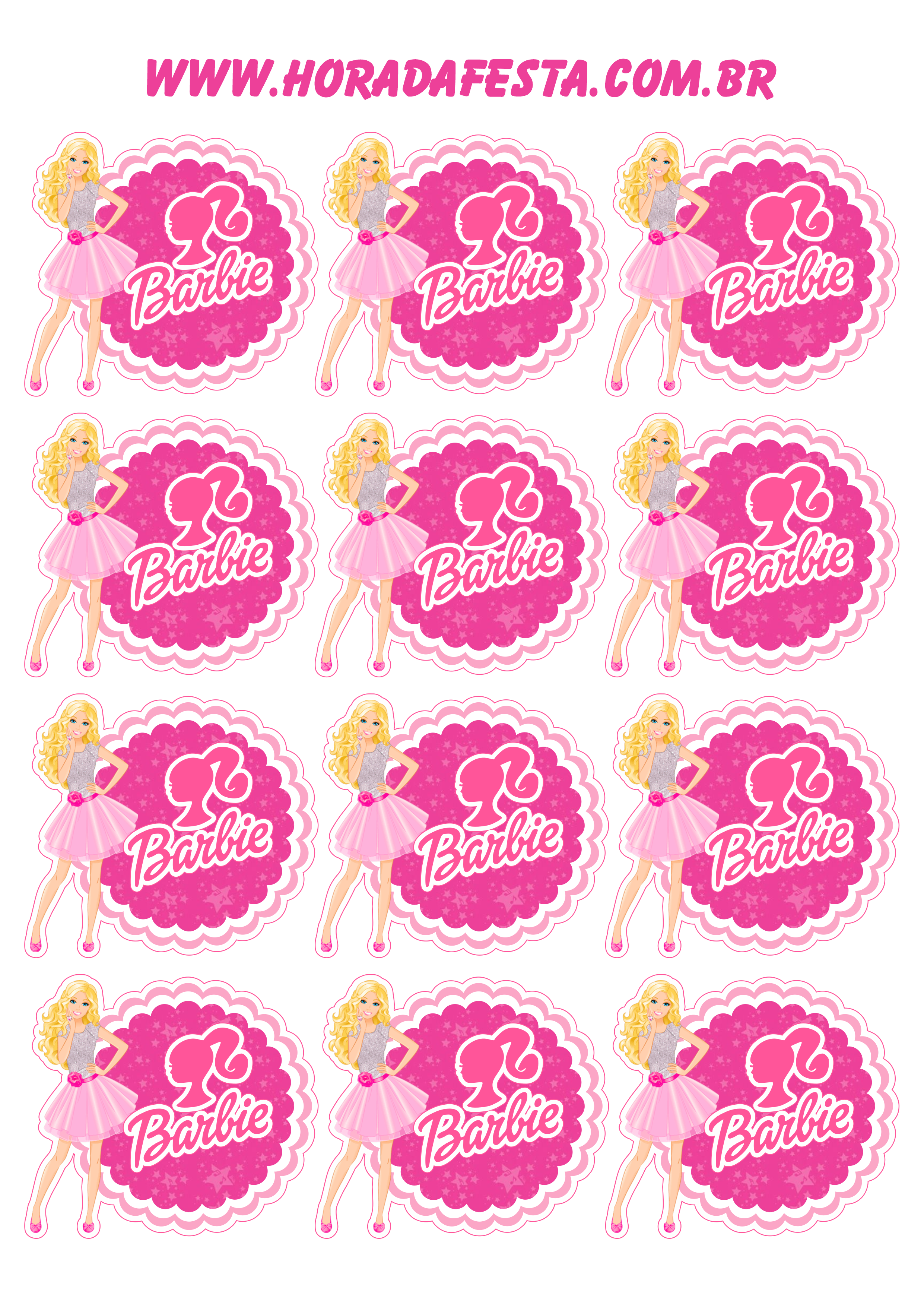 Boneca Barbie logotipo rosa artigos de papelaria decoração 12 imagens png