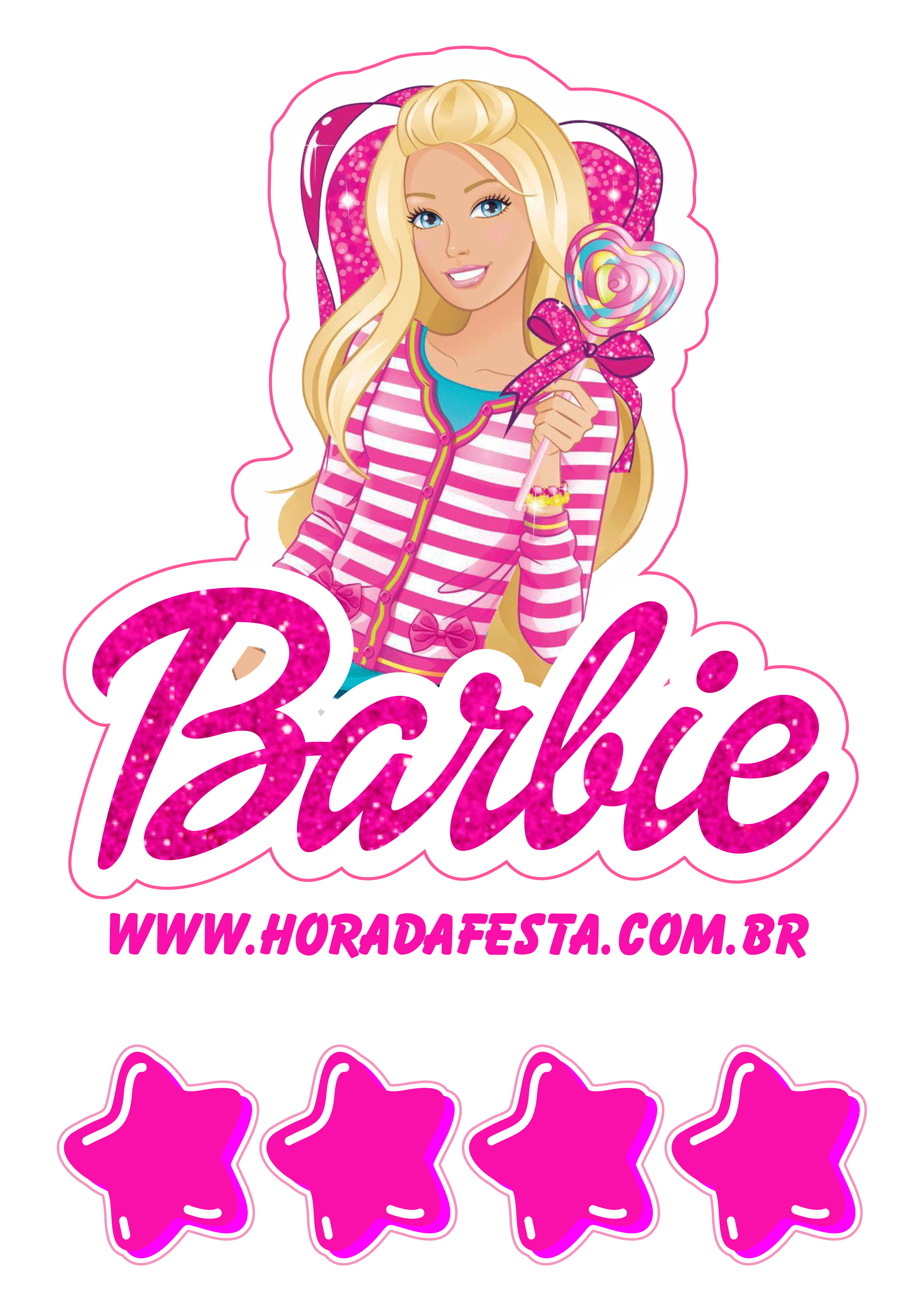 Topper de bolo Barbie para imprimir