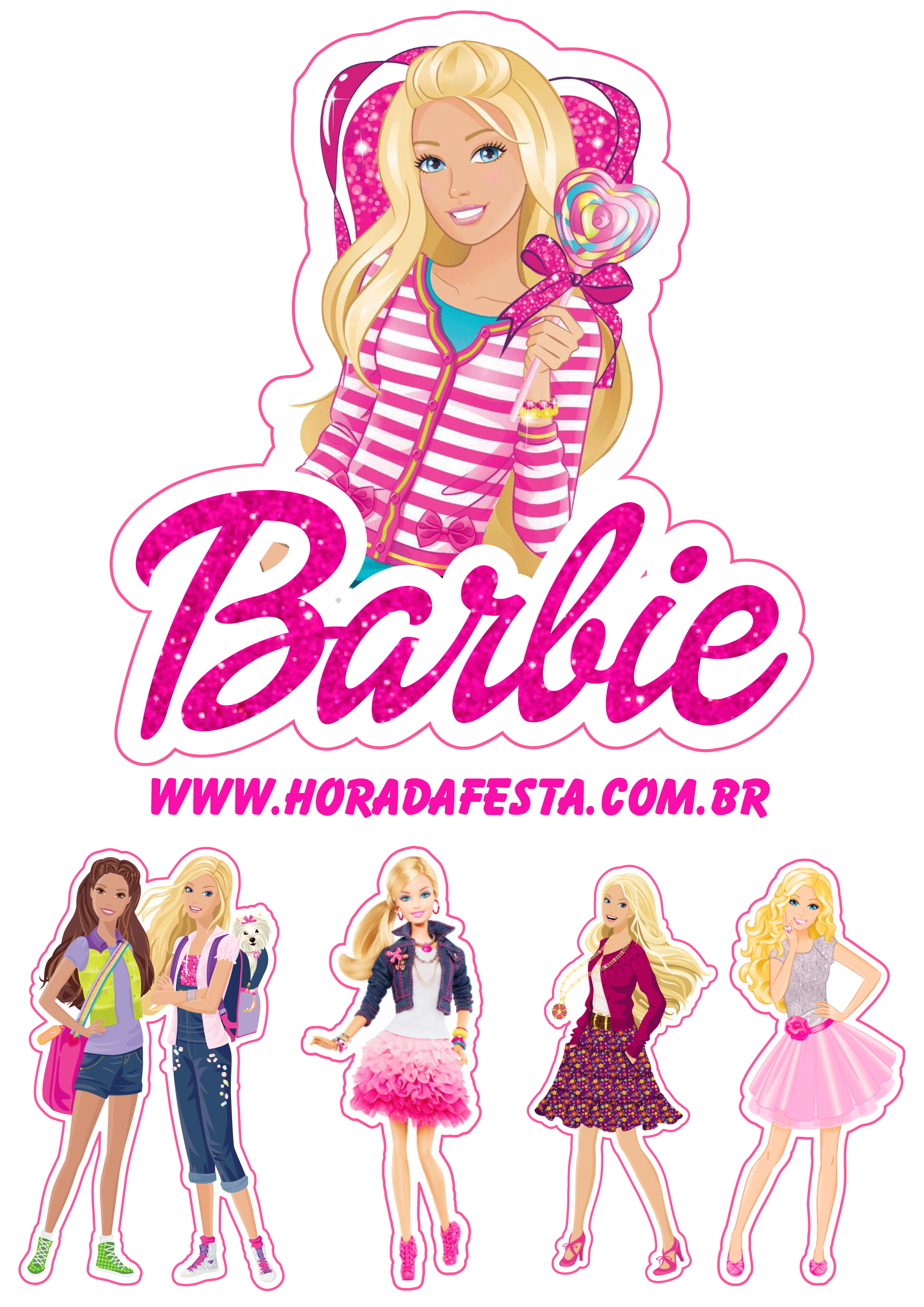 Barbie adolescente fashion moda festa de aniversário decoração topo de bolo para baixar menina png