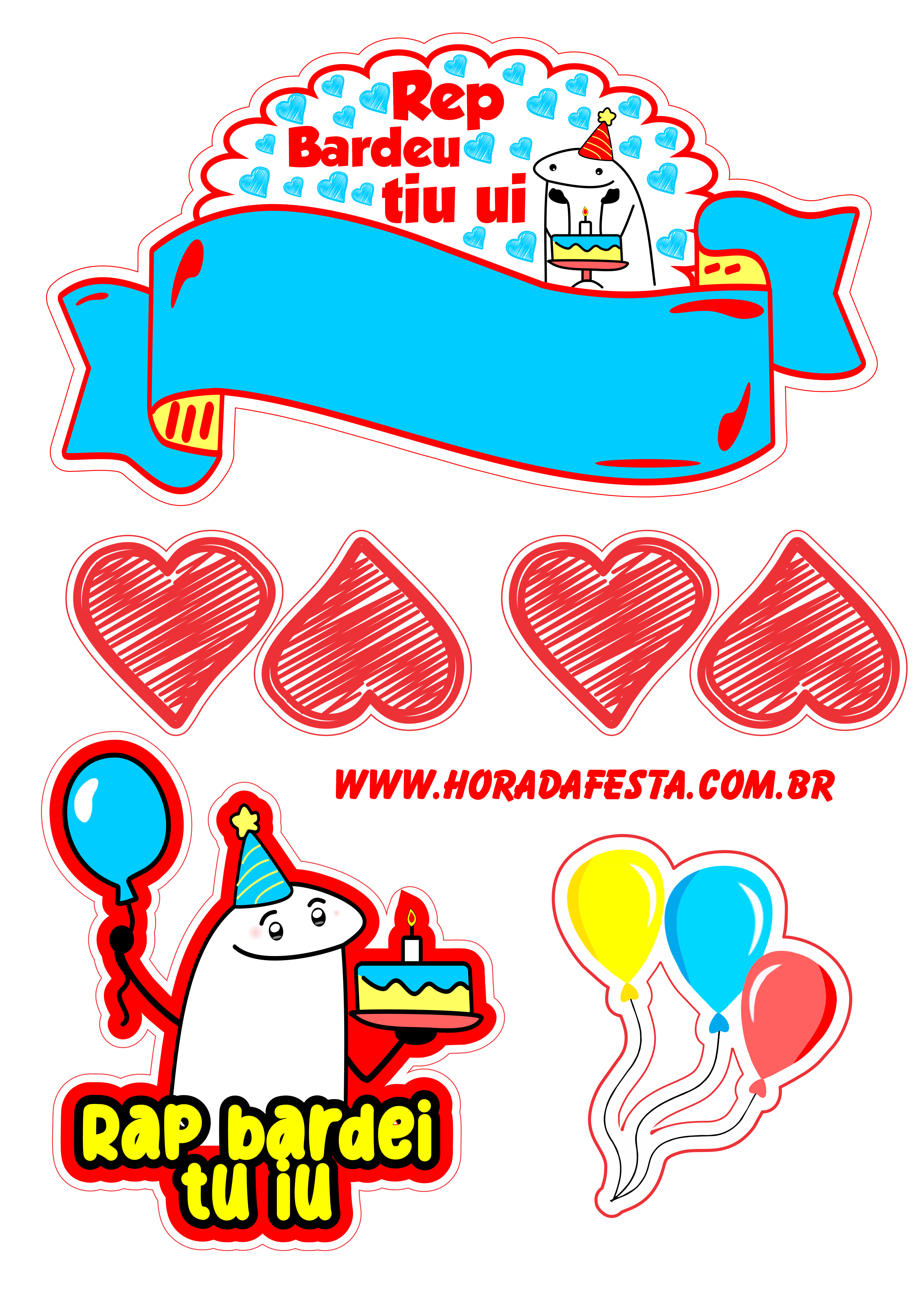 Topo de bolo para baixar flork of cows figurinhas engraçadas happy birthday balões e corações png