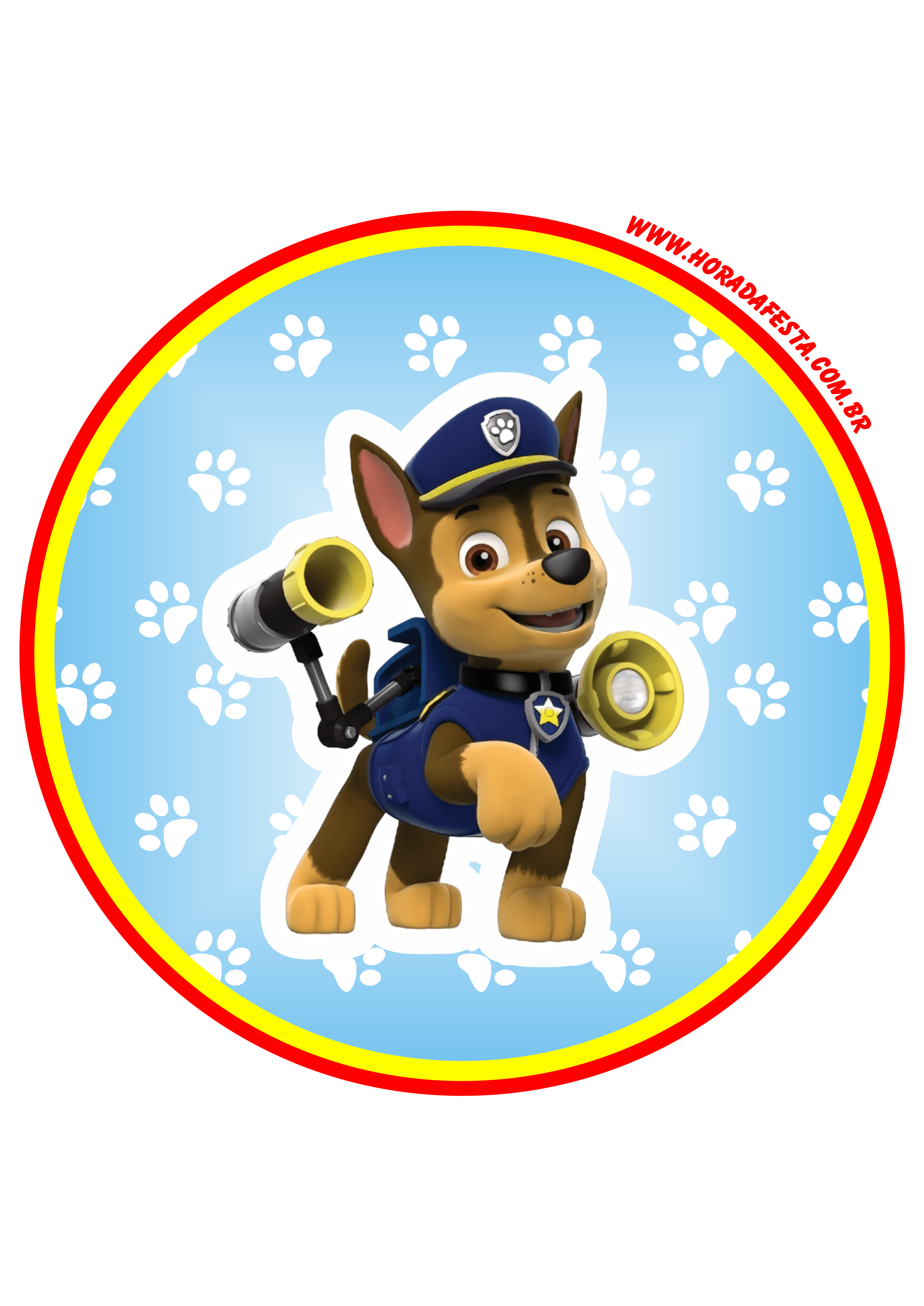 Patrulha canina paw patrol chase desenho infantil cachorrinho adesivo painel tag sticker festa decoração png