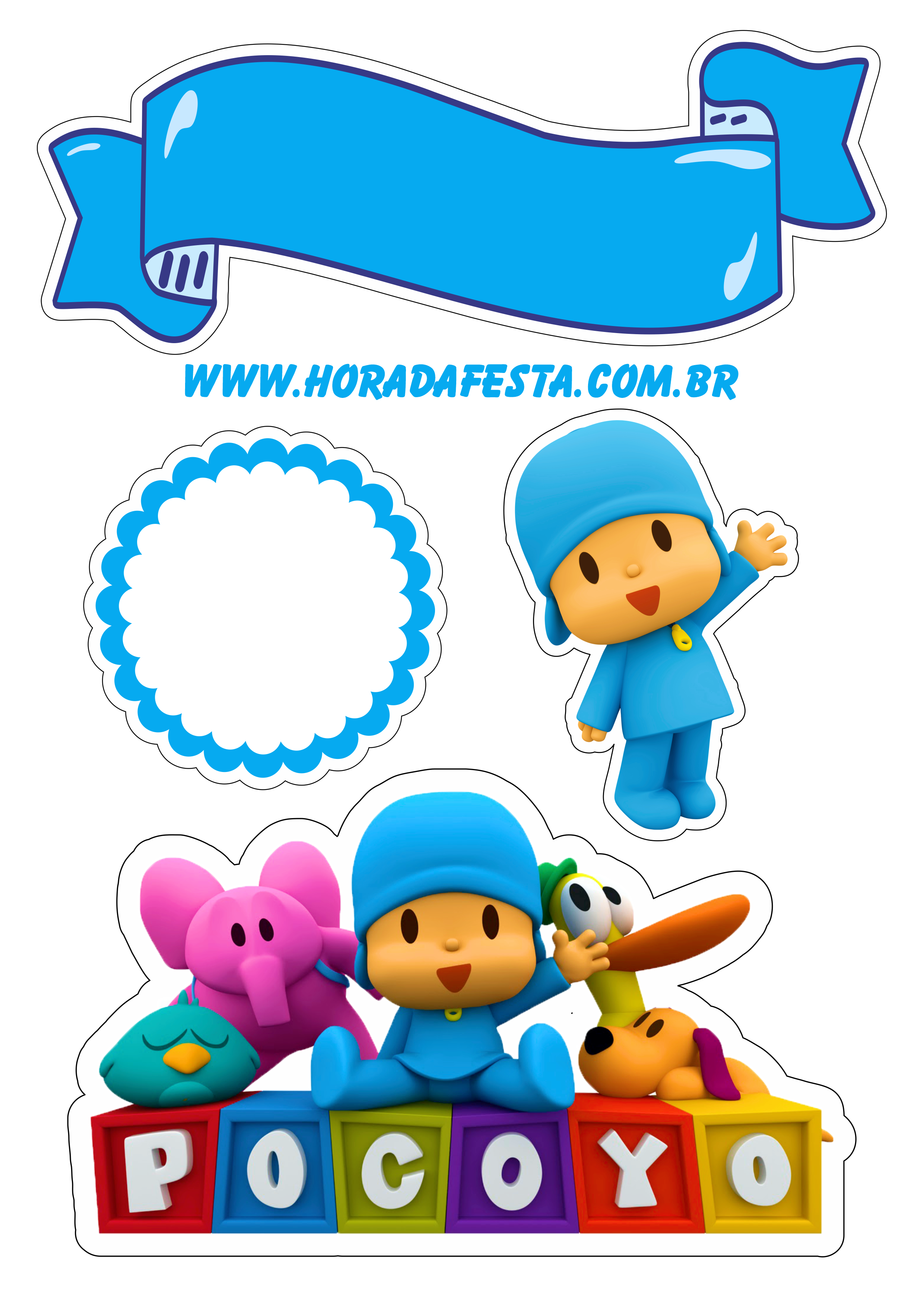 Pocoyo baixar topo de bolo decoração de festa de aniversário infantil pato elly animação png