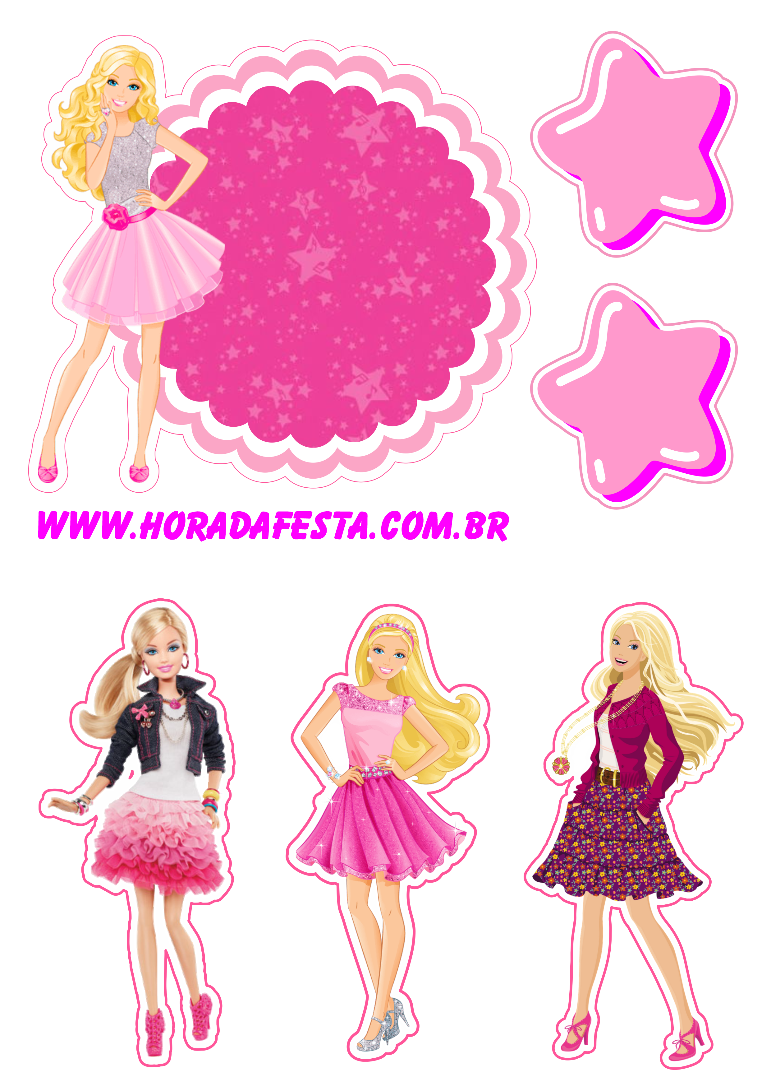 Barbie princesa popstar topo de bolo grátis decoração de festa