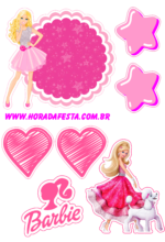 Boneca Barbie princesa topo de bolo rosa brilhante png