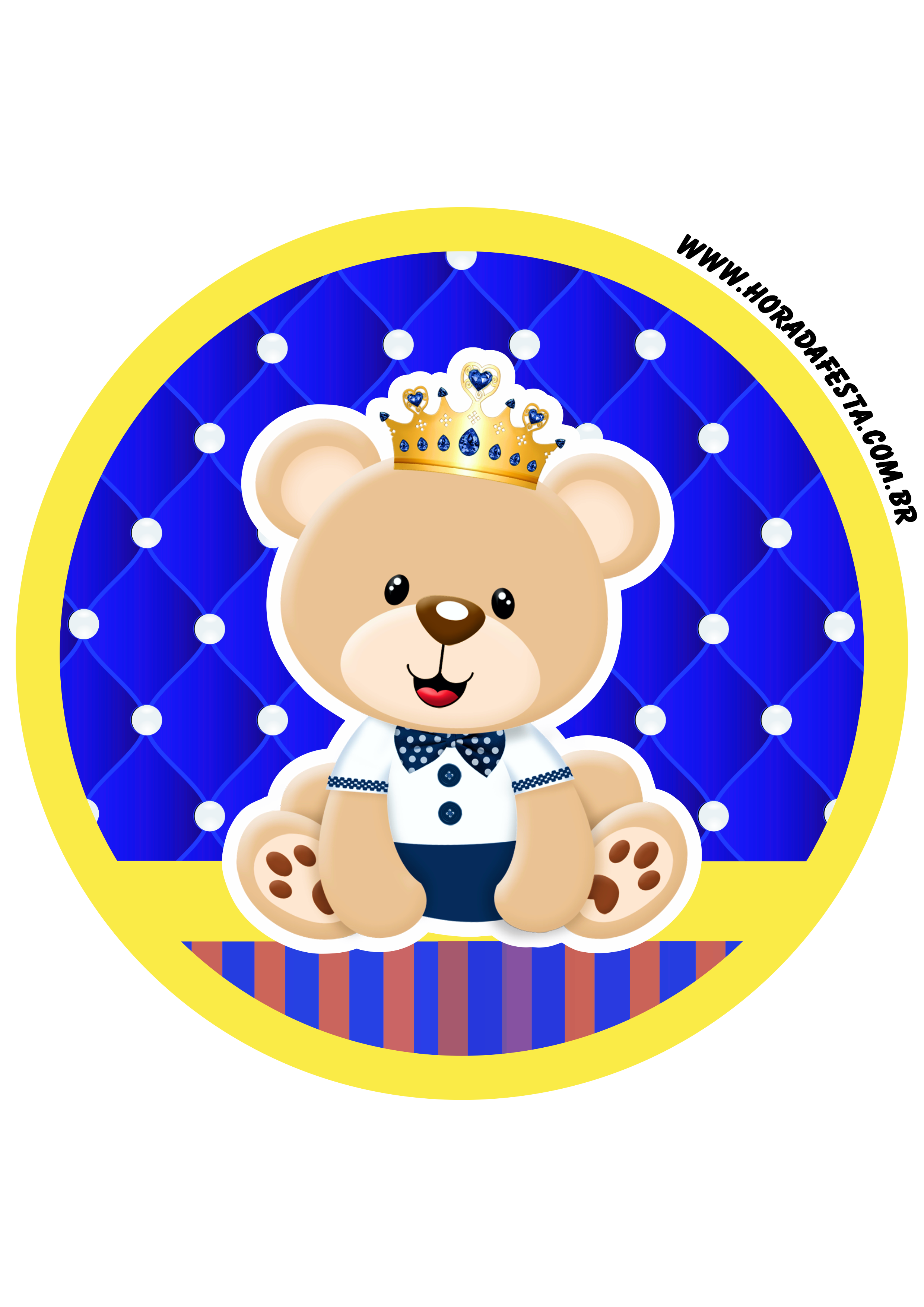 Ursinho realeza decoração de festa adesivo tag sticker painel png