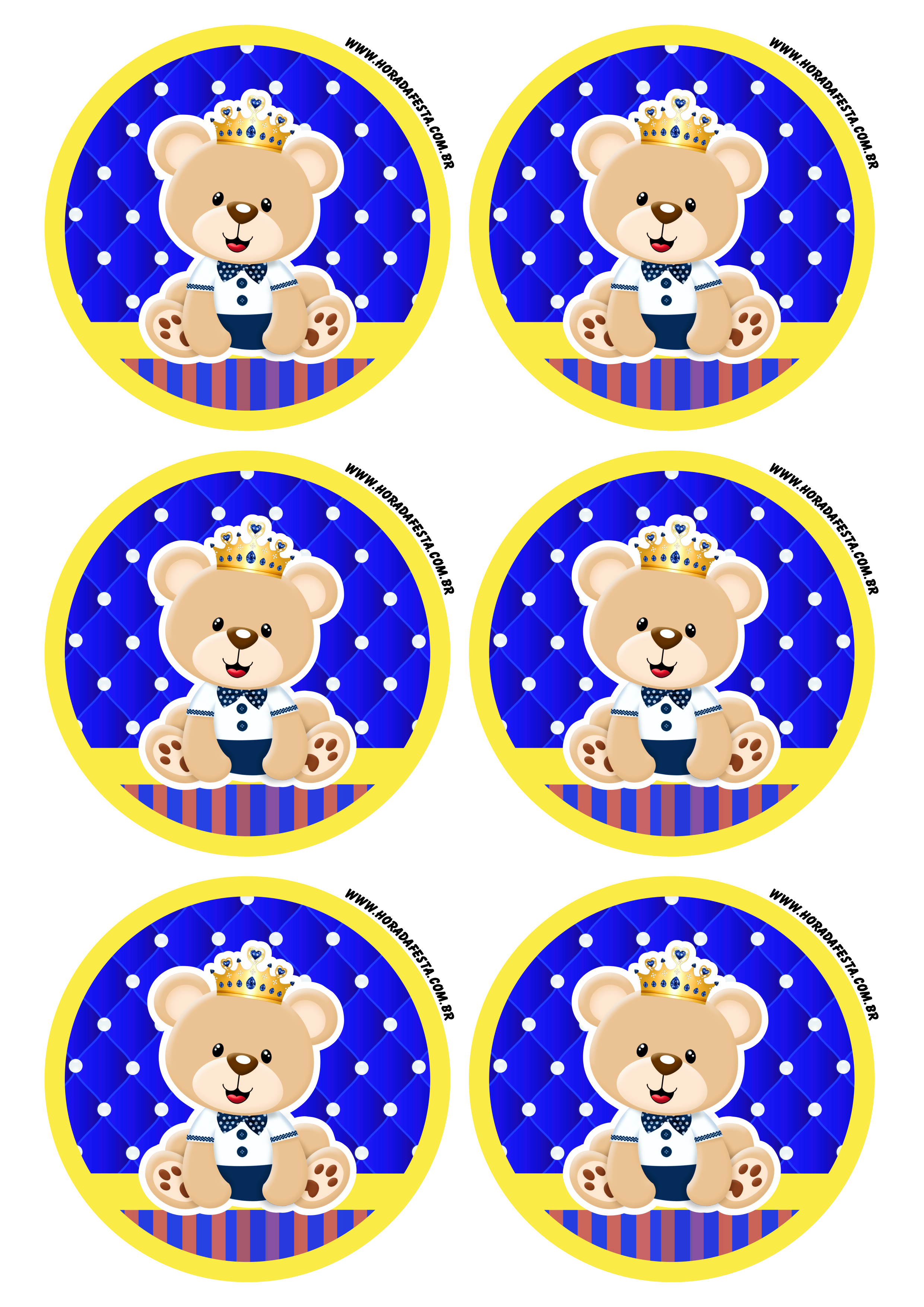 Ursinho realeza decoração de festa adesivo tag sticker 6 imagens png