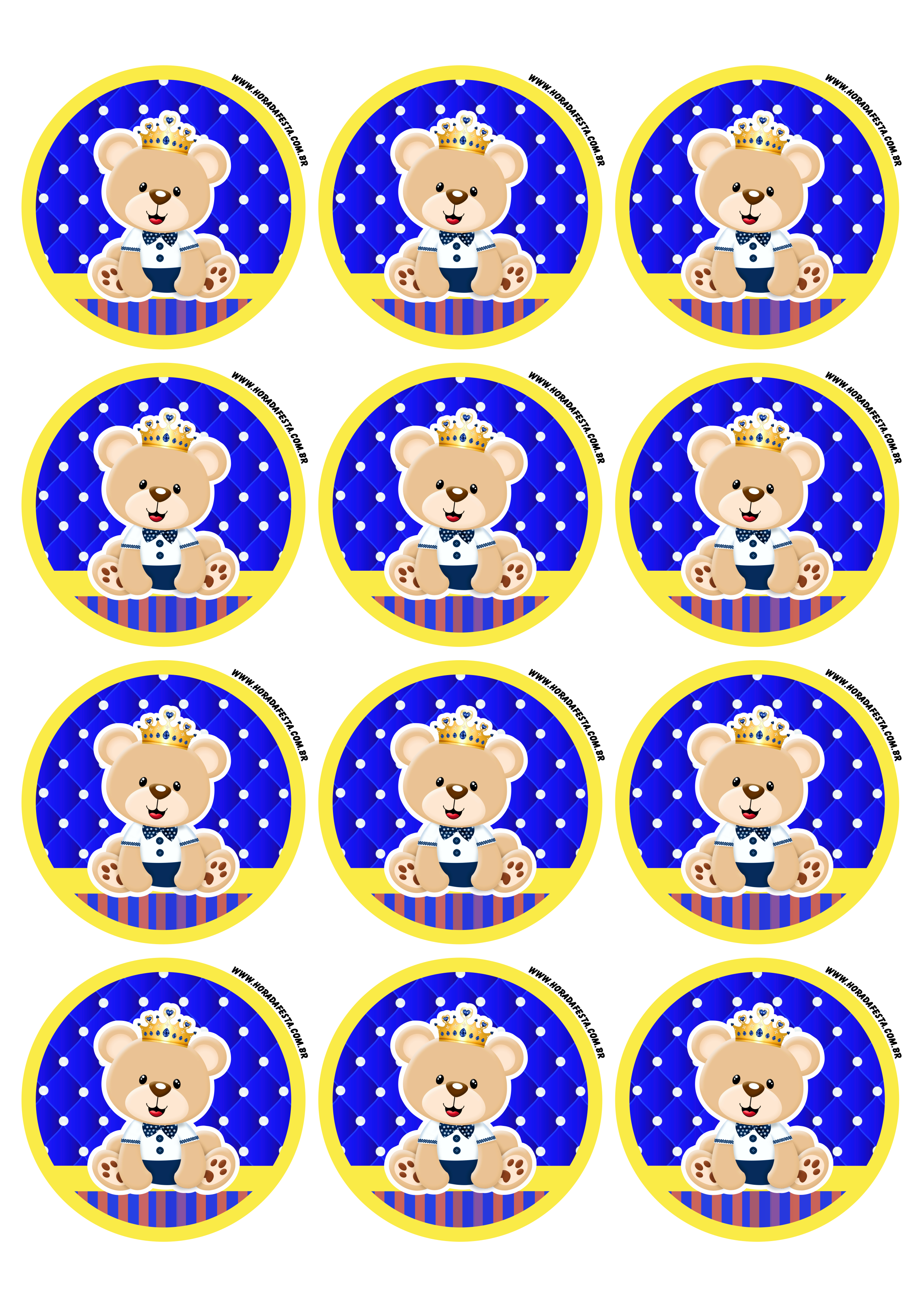 Ursinho realeza decoração de festa adesivo tag sticker 12 imagens png
